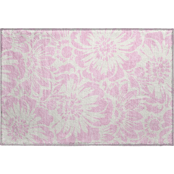 Cartagena Machine Washable Transitional Pink Rug 1'8" x 2'6"