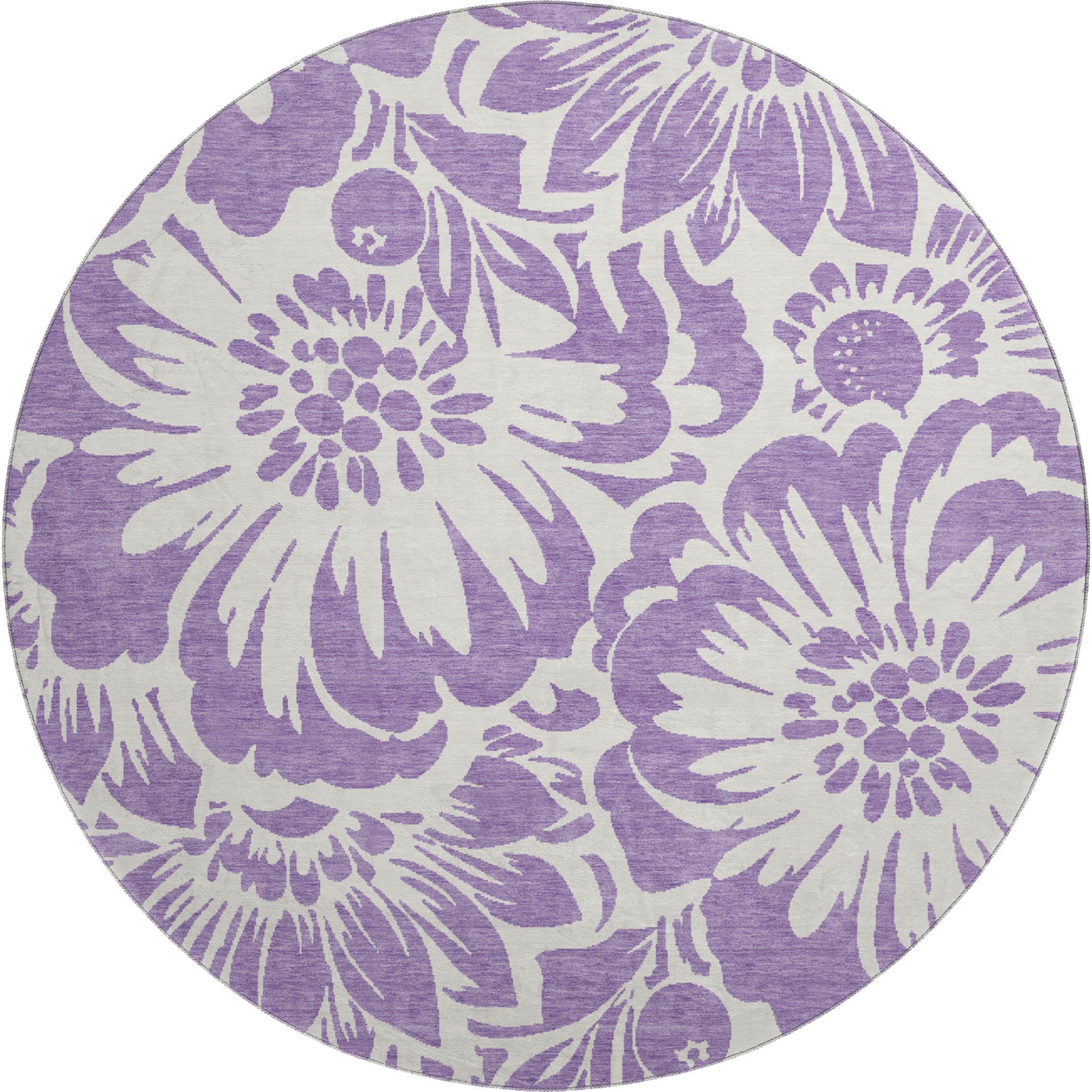 Cartagena Machine Washable Transitional Purple Rug 8' x 8' #shape_Round