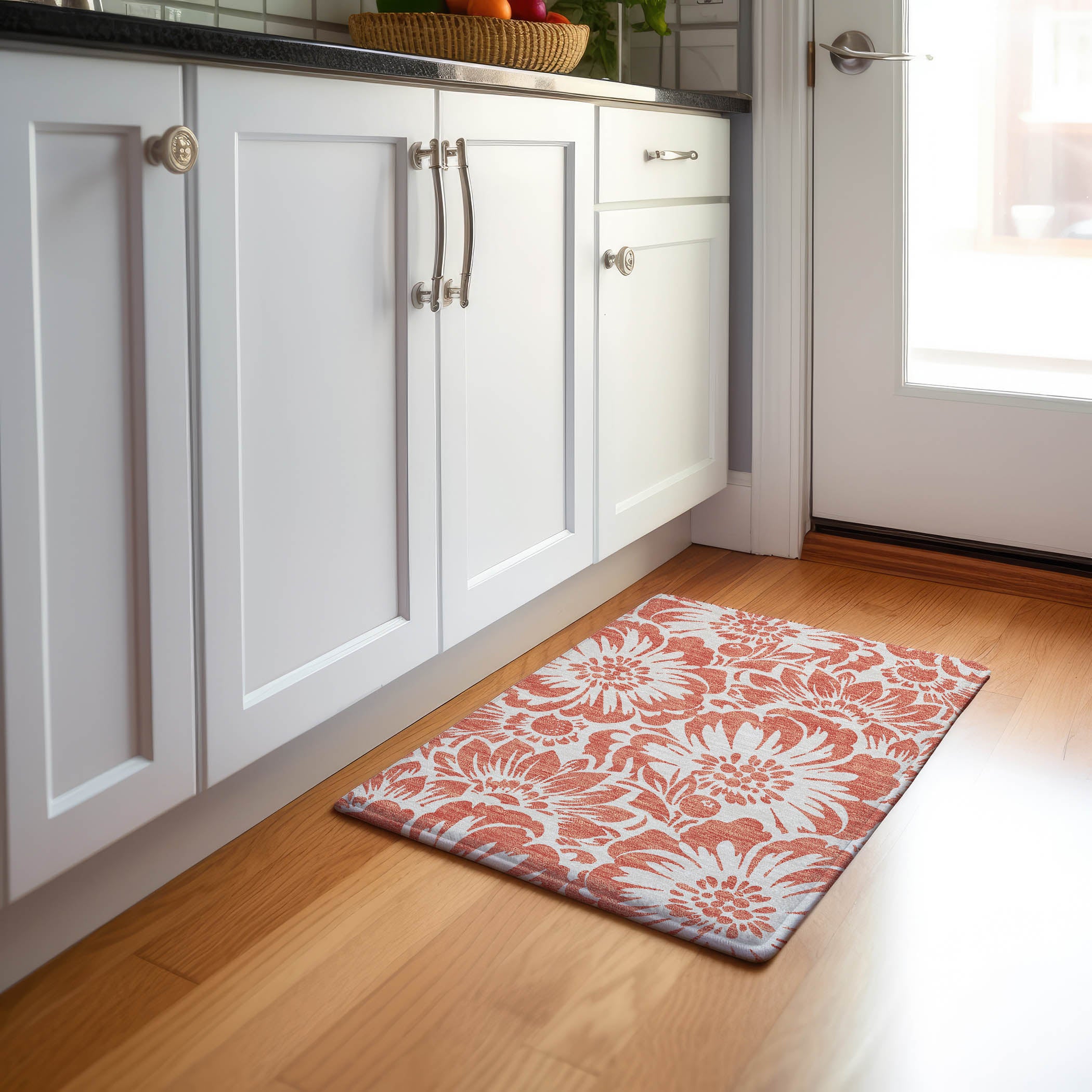 Cartagena Machine Washable Transitional Salmon Orange Rug 1'8" x 2'6" #shape_Rectangle