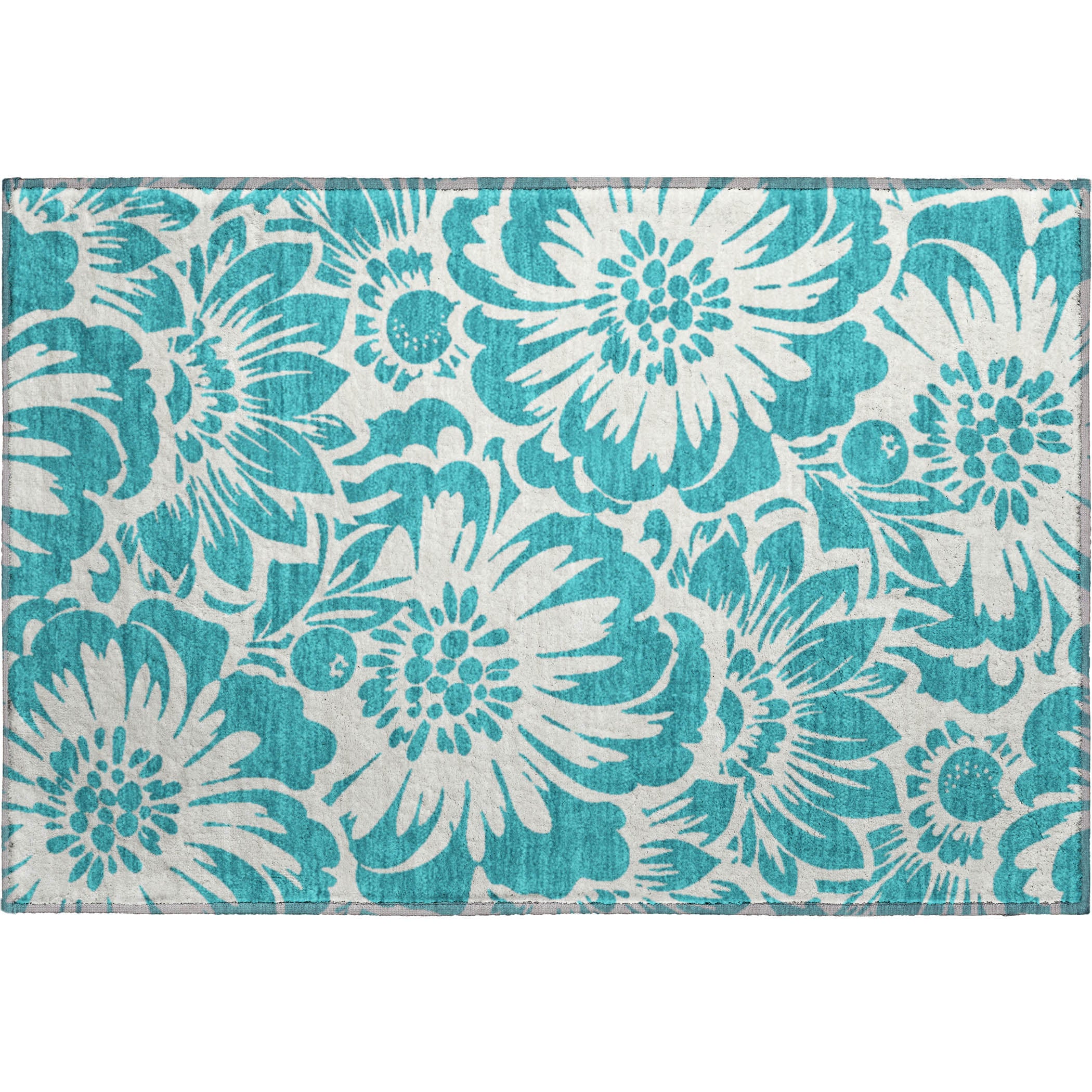Cartagena Machine Washable Transitional Teal Rug 1'8" x 2'6" #shape_Rectangle