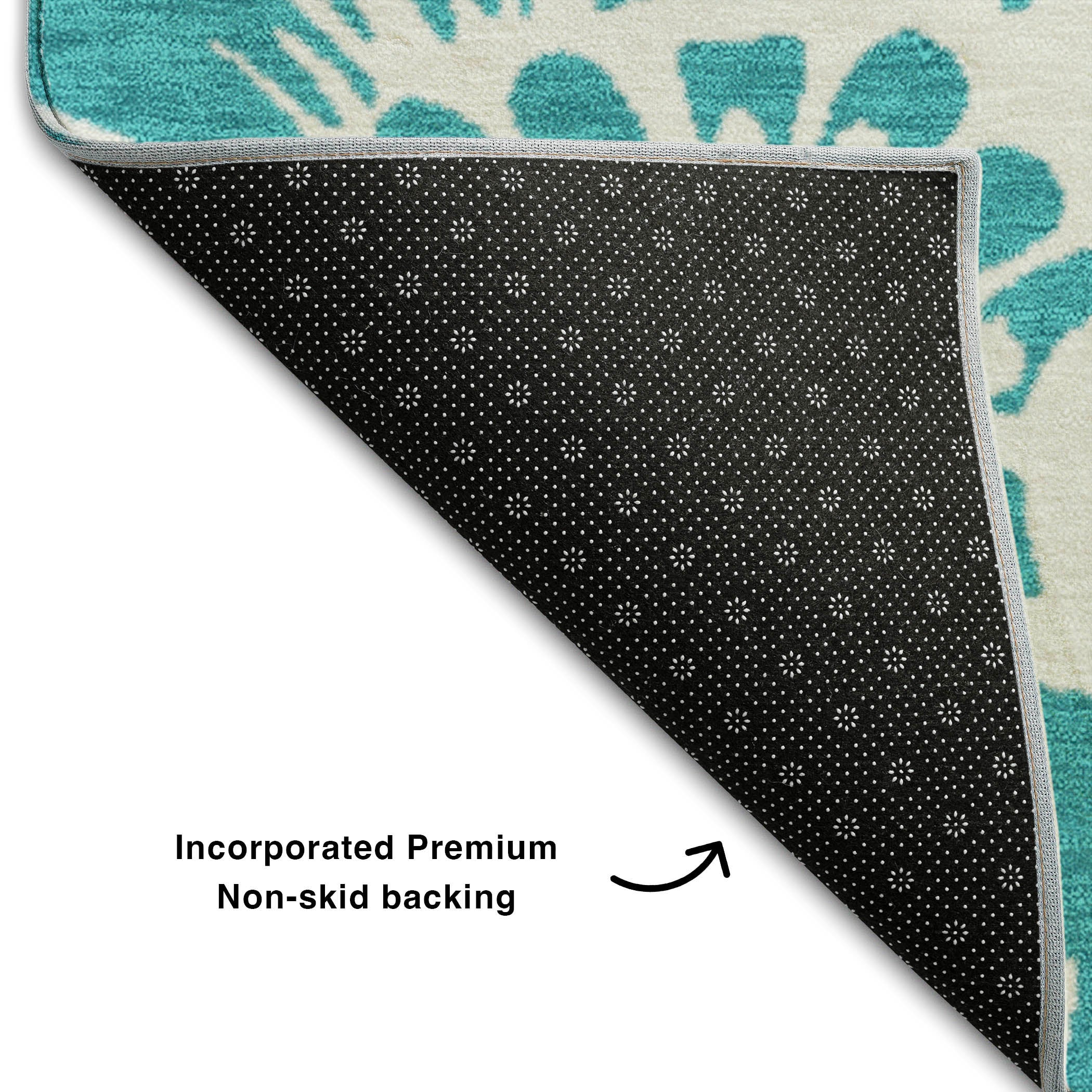 Cartagena Machine Washable Transitional Teal Rug 1'8" x 2'6" #shape_Rectangle