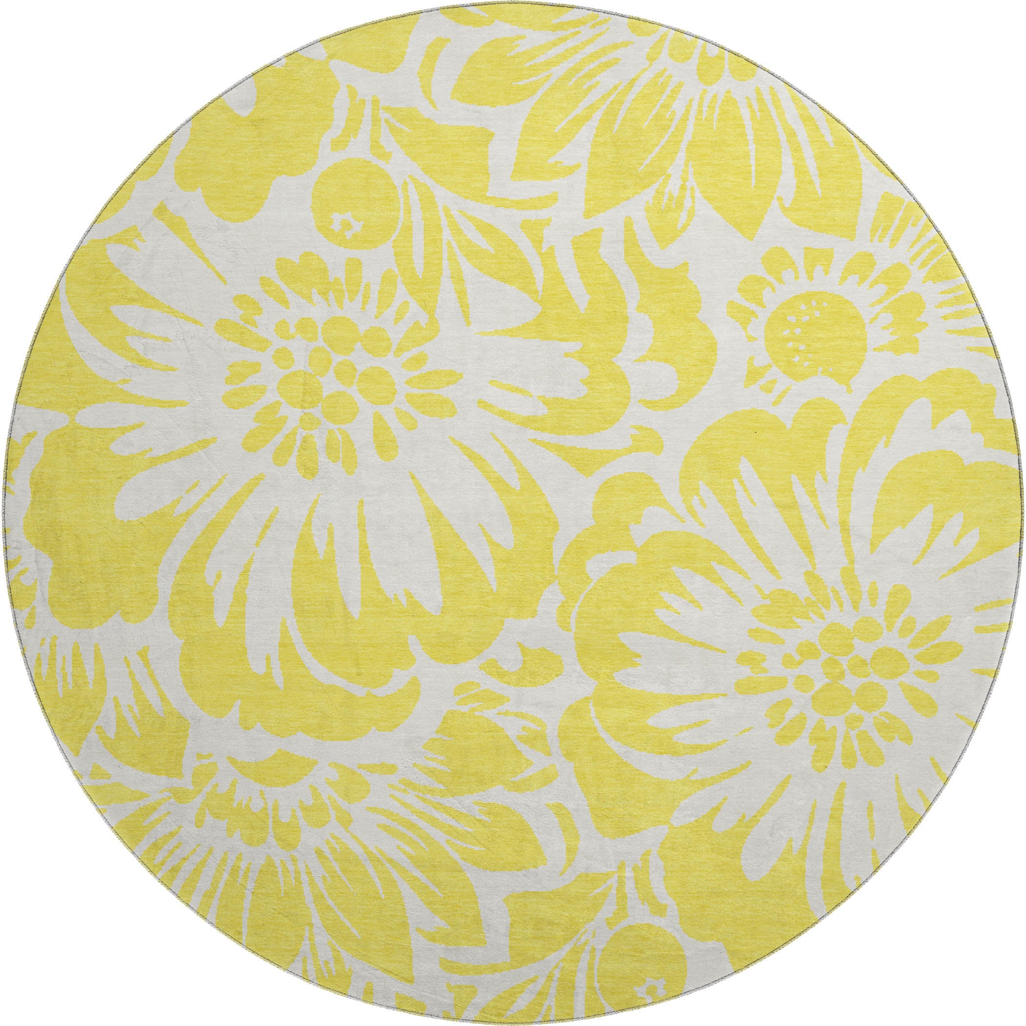 Cartagena Machine Washable Transitional Yellow Gold Rug 8' x 8' #shape_Round