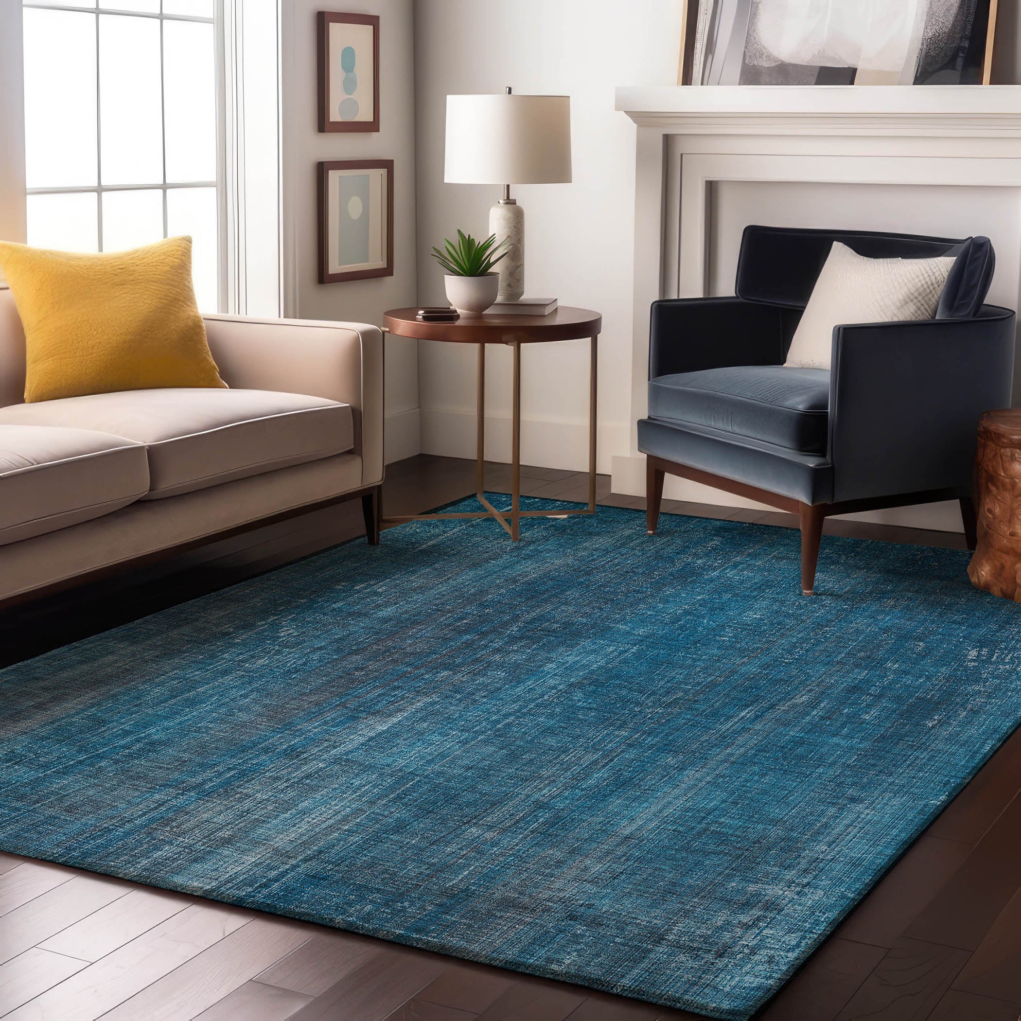 Budapest Machine Washable Transitional Blue Rug 2'6" x 3'10" #shape_Rectangle
