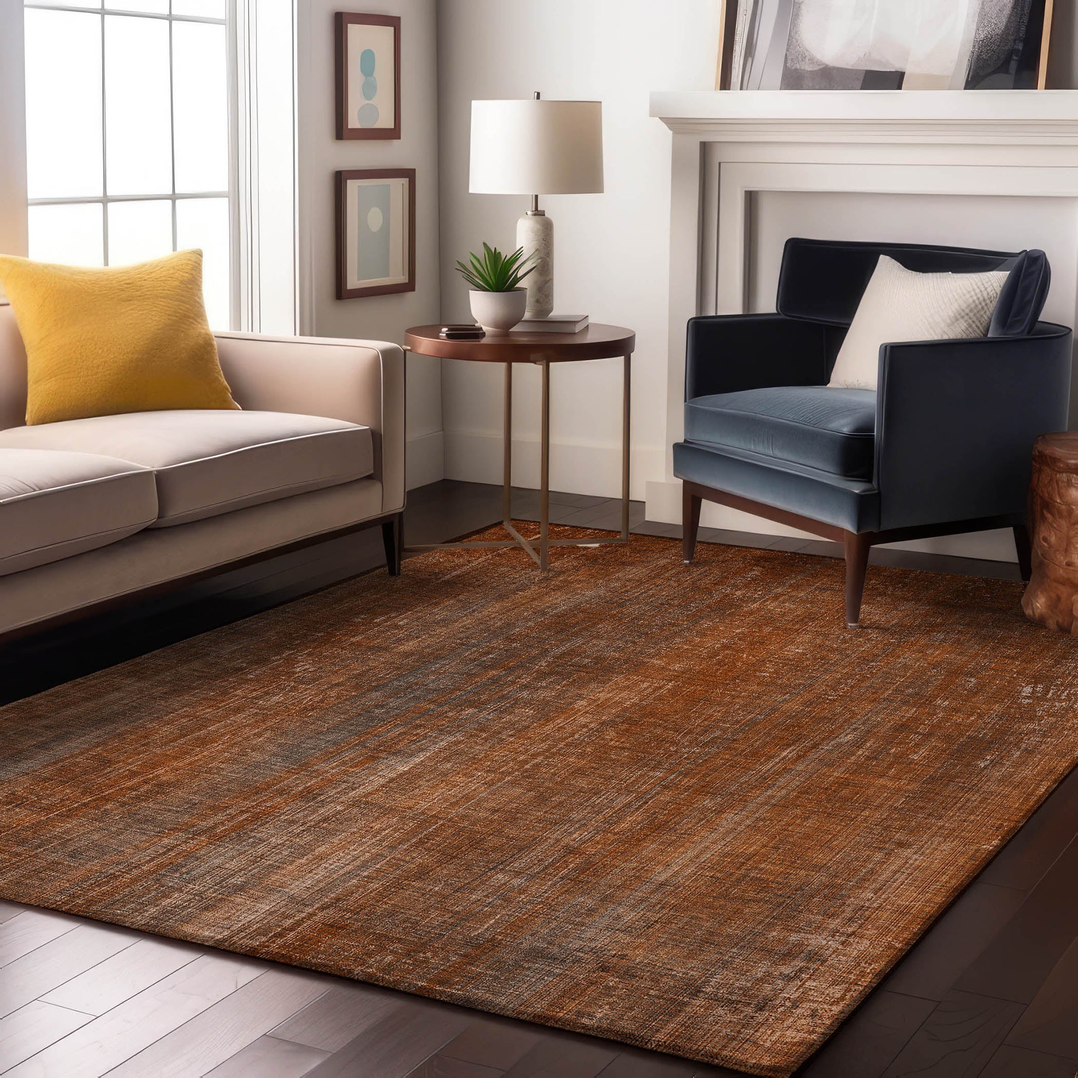 Budapest Machine Washable Transitional Paprika Orange Rug 2'6" x 3'10" #shape_Rectangle
