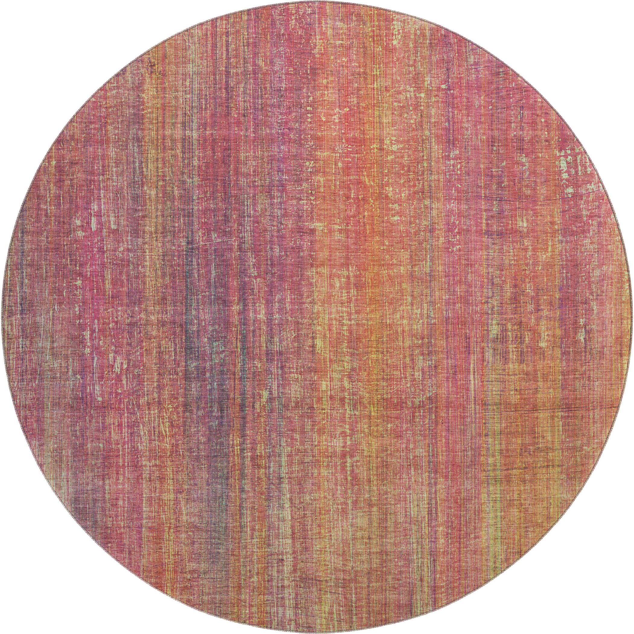 Budapest Machine Washable Transitional Red Rug 8' x 8' #shape_Round