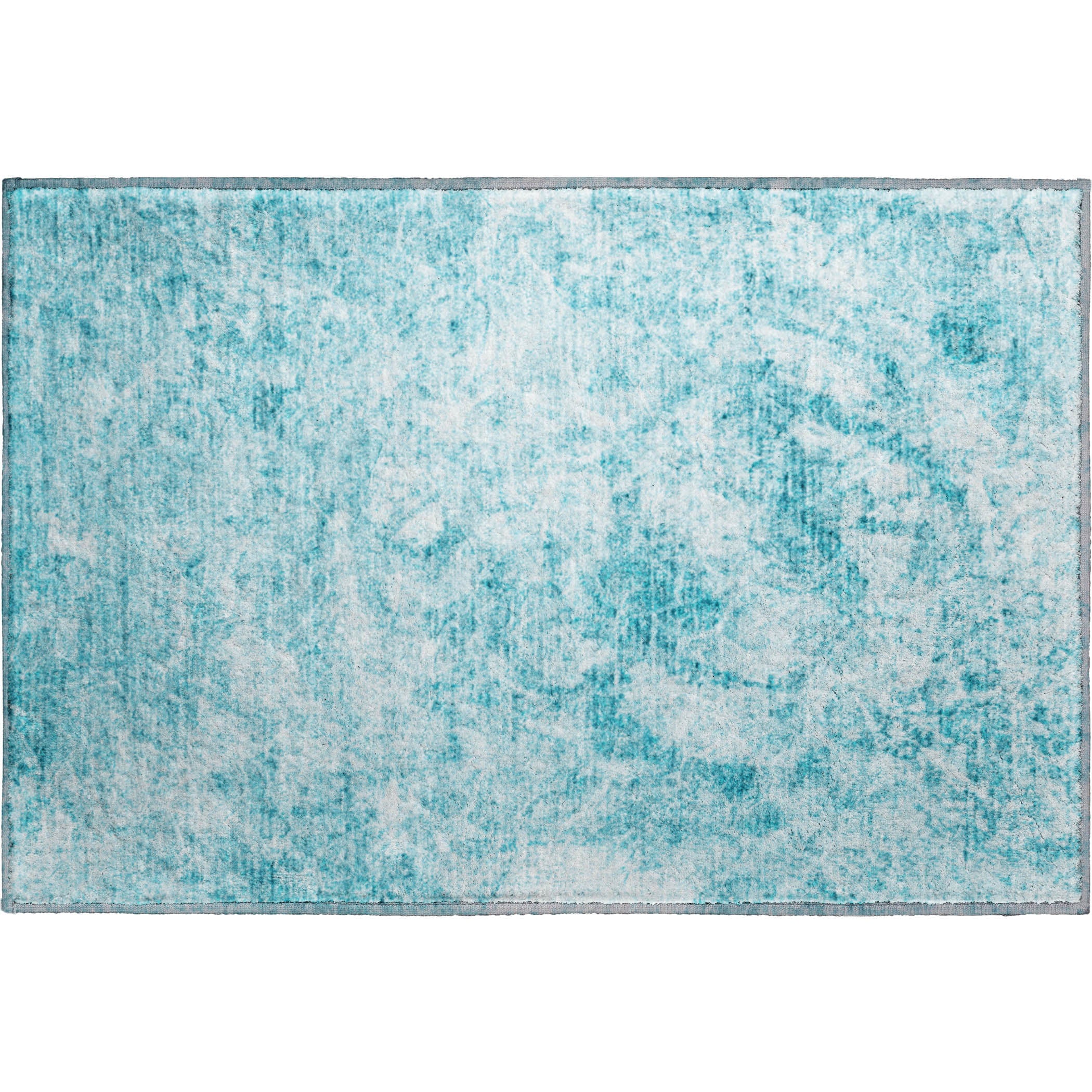 Santorini Machine Washable Transitional Teal Rug 1'8" x 2'6" #shape_Rectangle