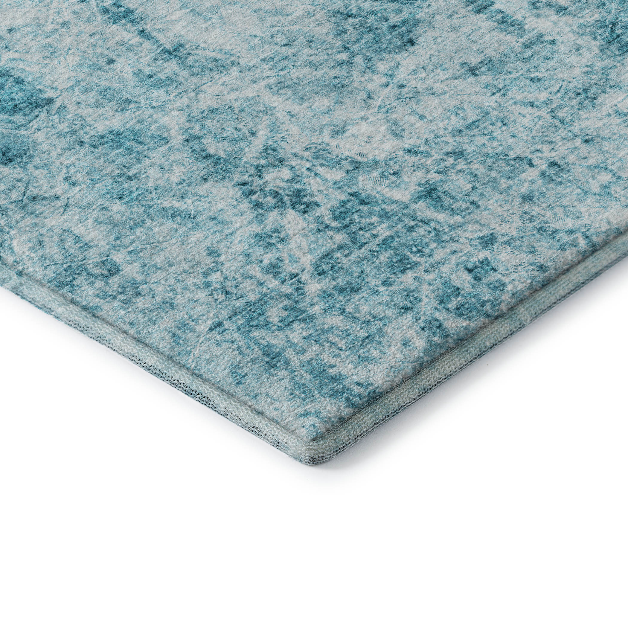 Santorini Machine Washable Transitional Teal Rug 1'8" x 2'6" #shape_Rectangle