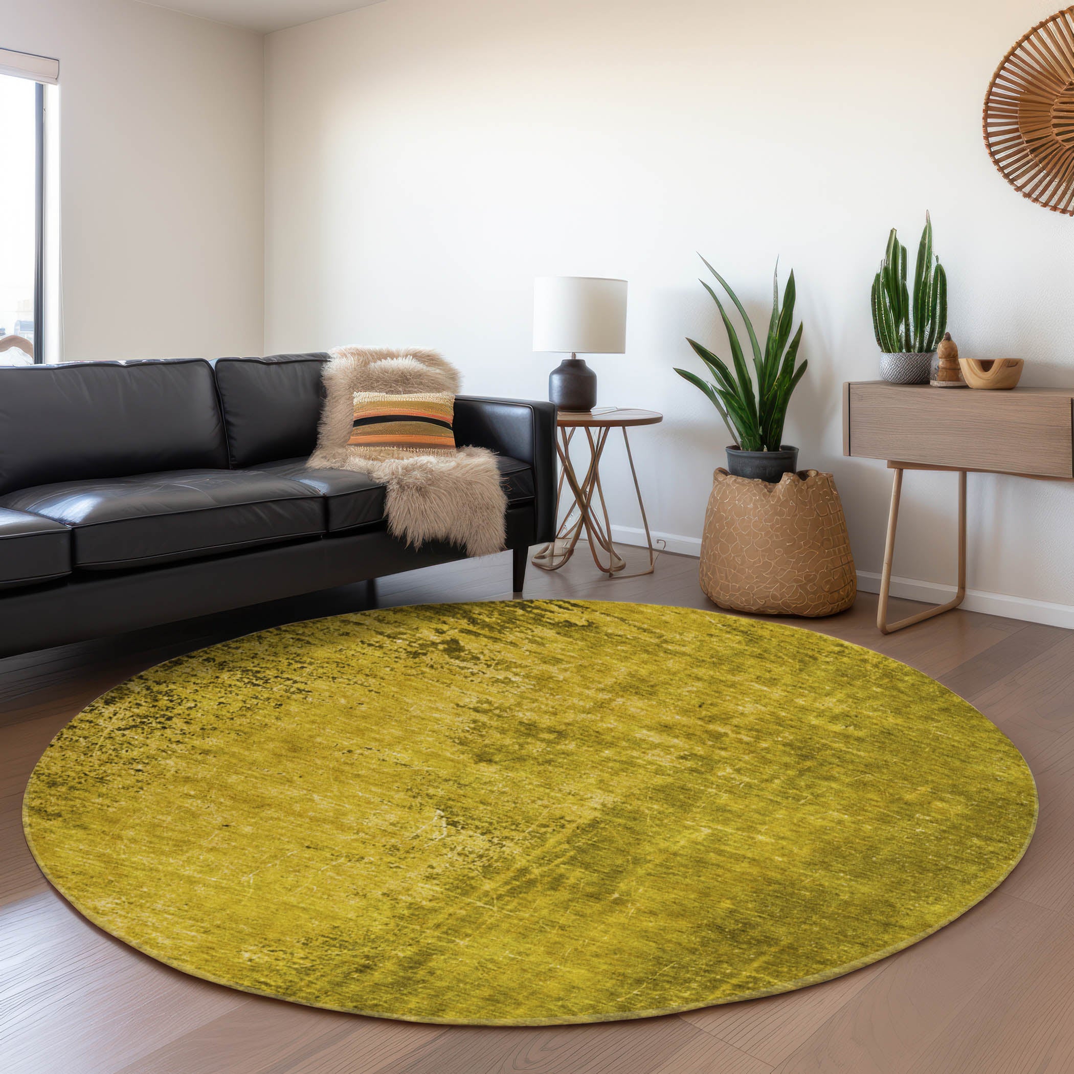 Jaipur Machine Washable Transitional Gold Rug 8' x 8' #shape_Round