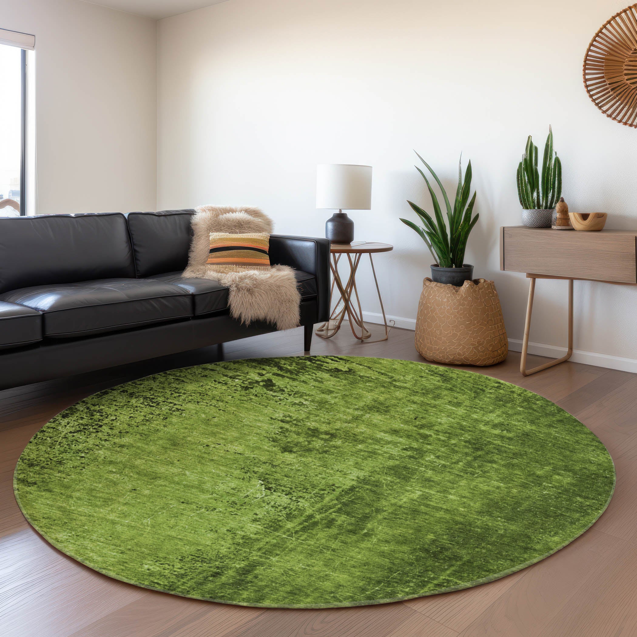 Jaipur Machine Washable Transitional Green Rug 8' x 8' #shape_Round