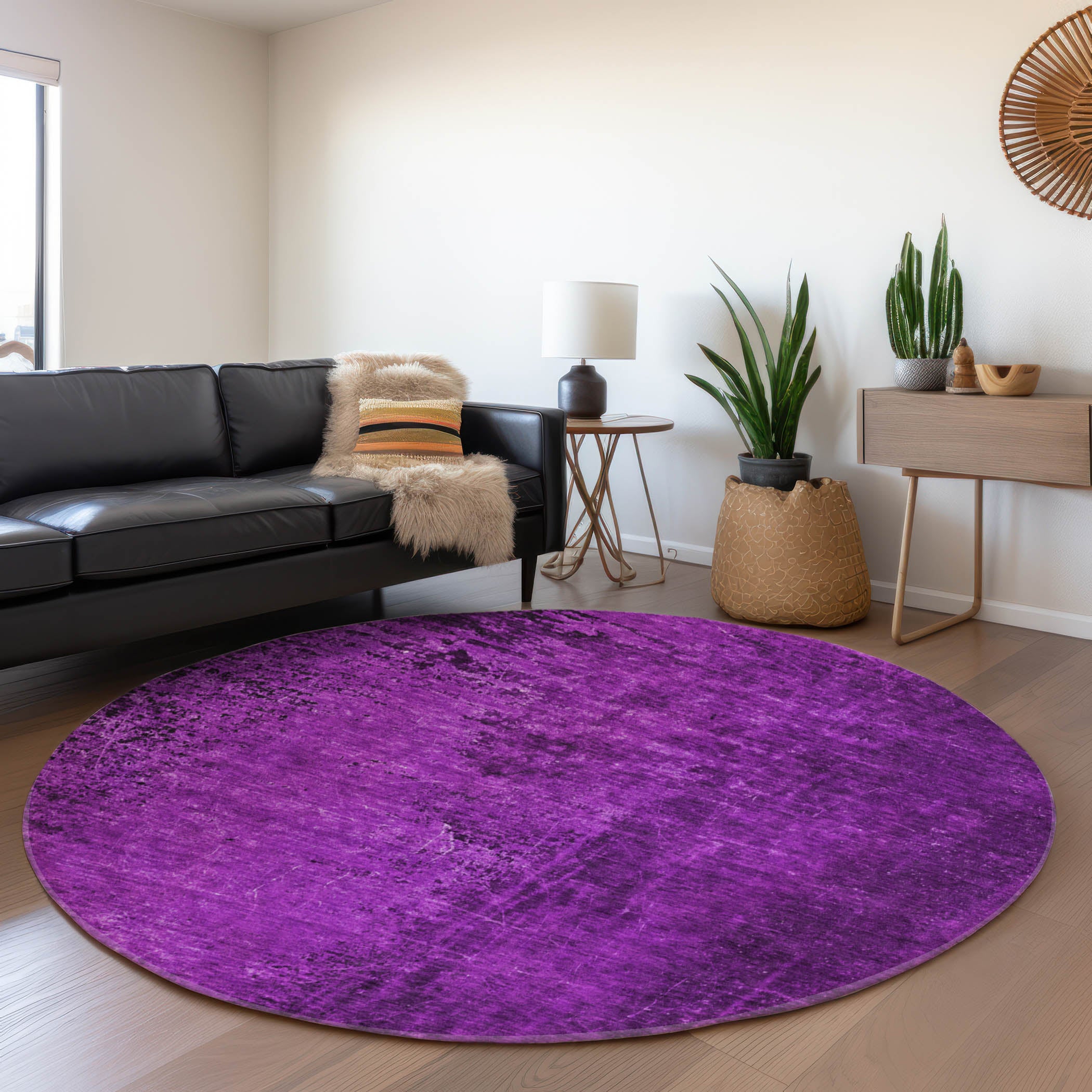 Jaipur Machine Washable Transitional Purple Rug 8' x 8' #shape_Round