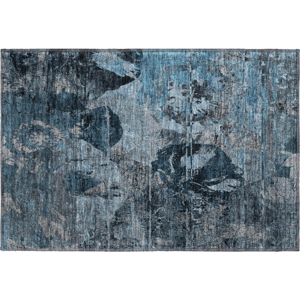 Dublin Machine Washable Transitional Denim Blue Rug 1'8" x 2'6"