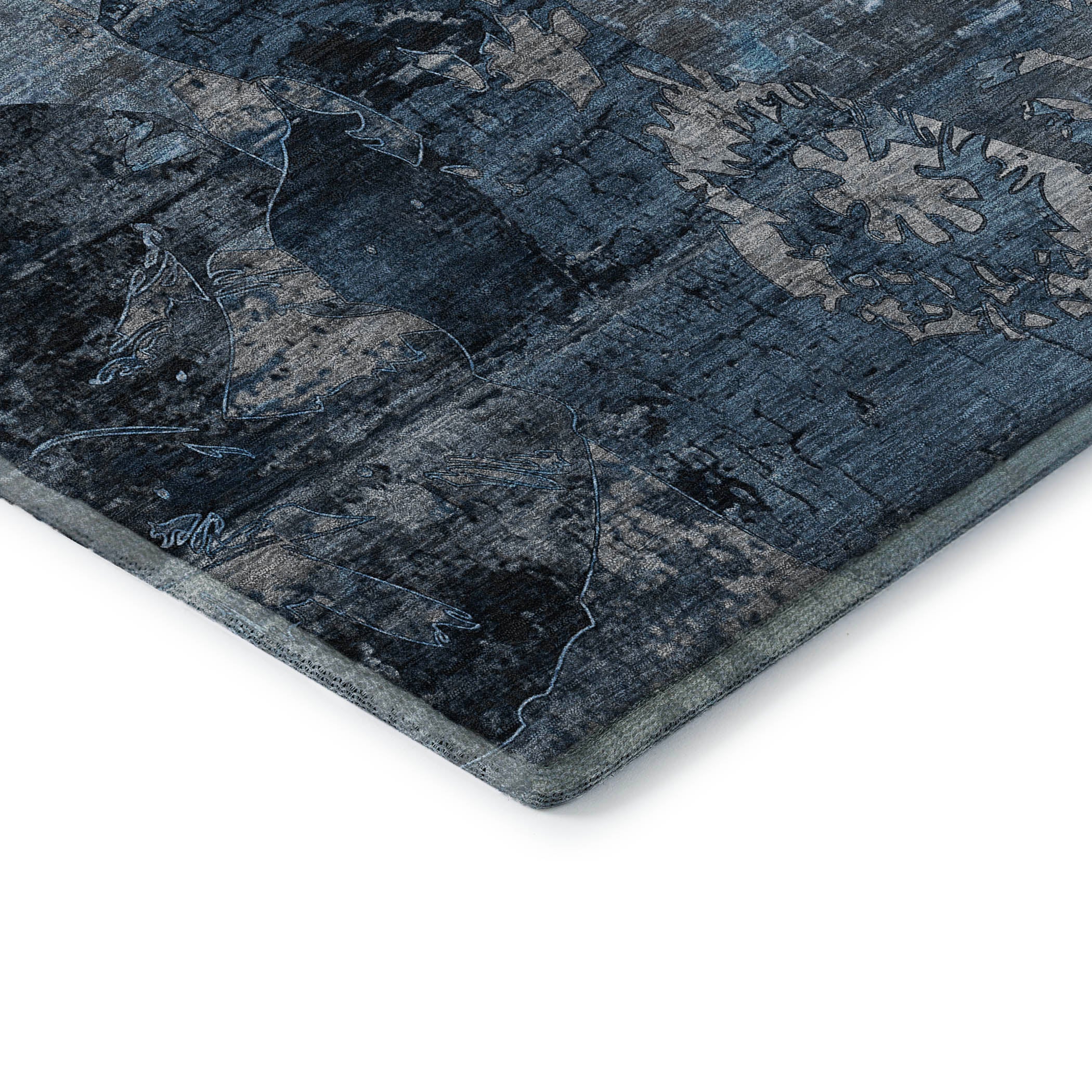 Dublin Machine Washable Transitional Denim Blue Rug 1'8" x 2'6" #shape_Rectangle