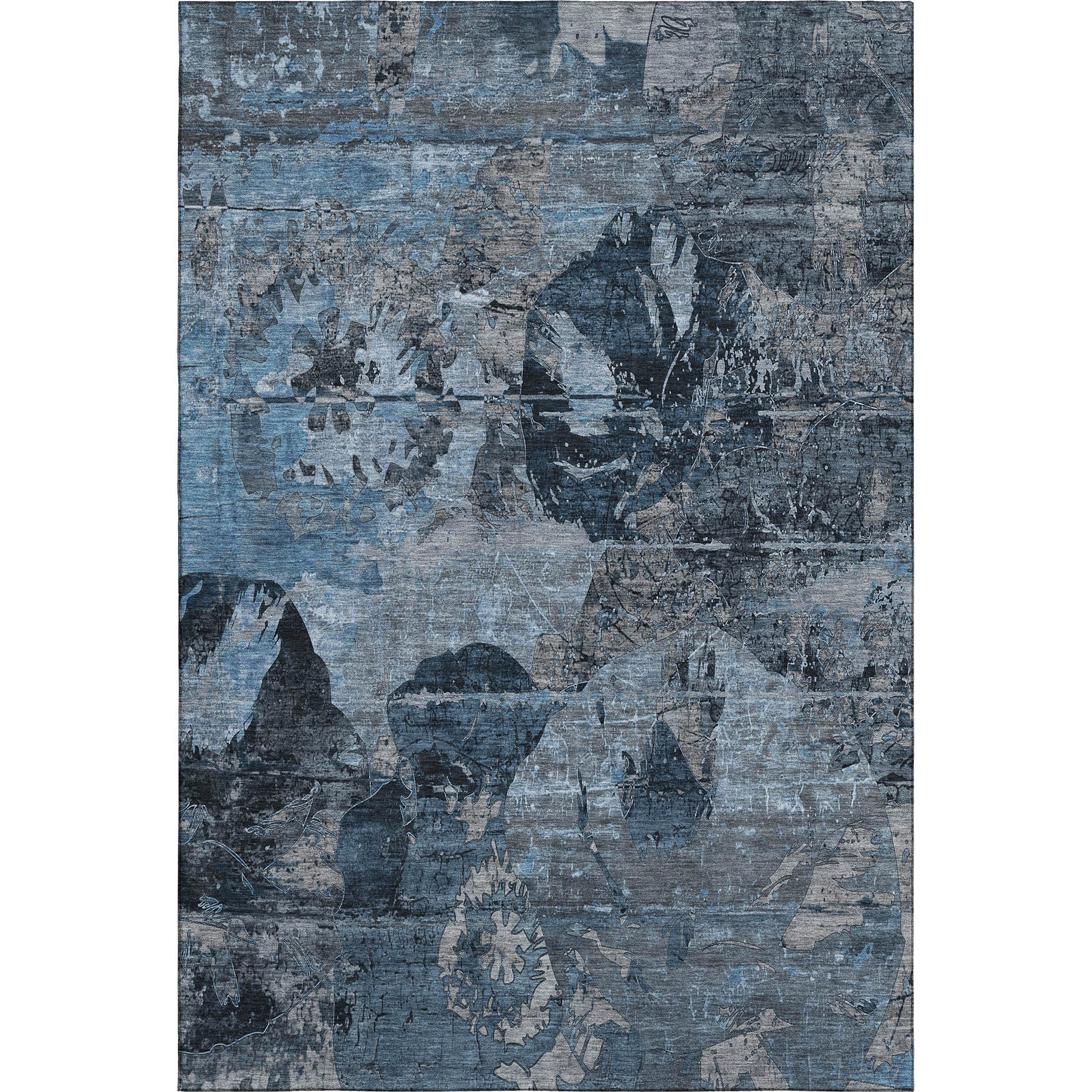 Dublin Machine Washable Transitional Denim Blue Rug 2'6" x 3'10" #shape_Rectangle