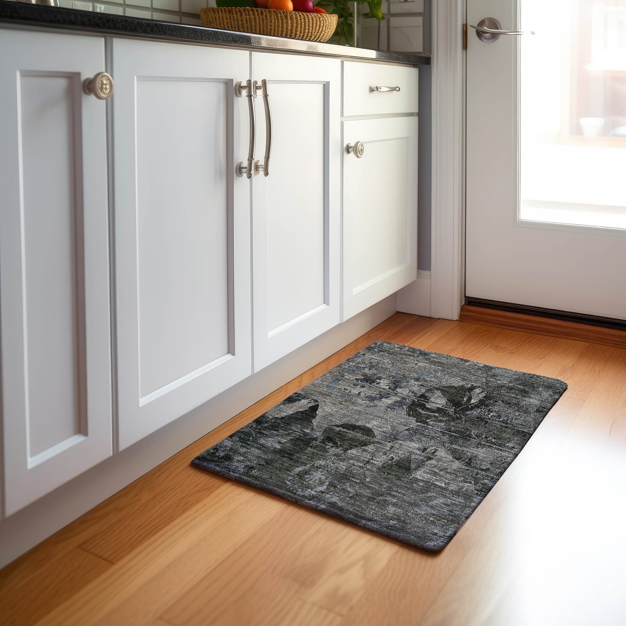 Dublin Machine Washable Transitional Gray Rug 1'8" x 2'6" #shape_Rectangle