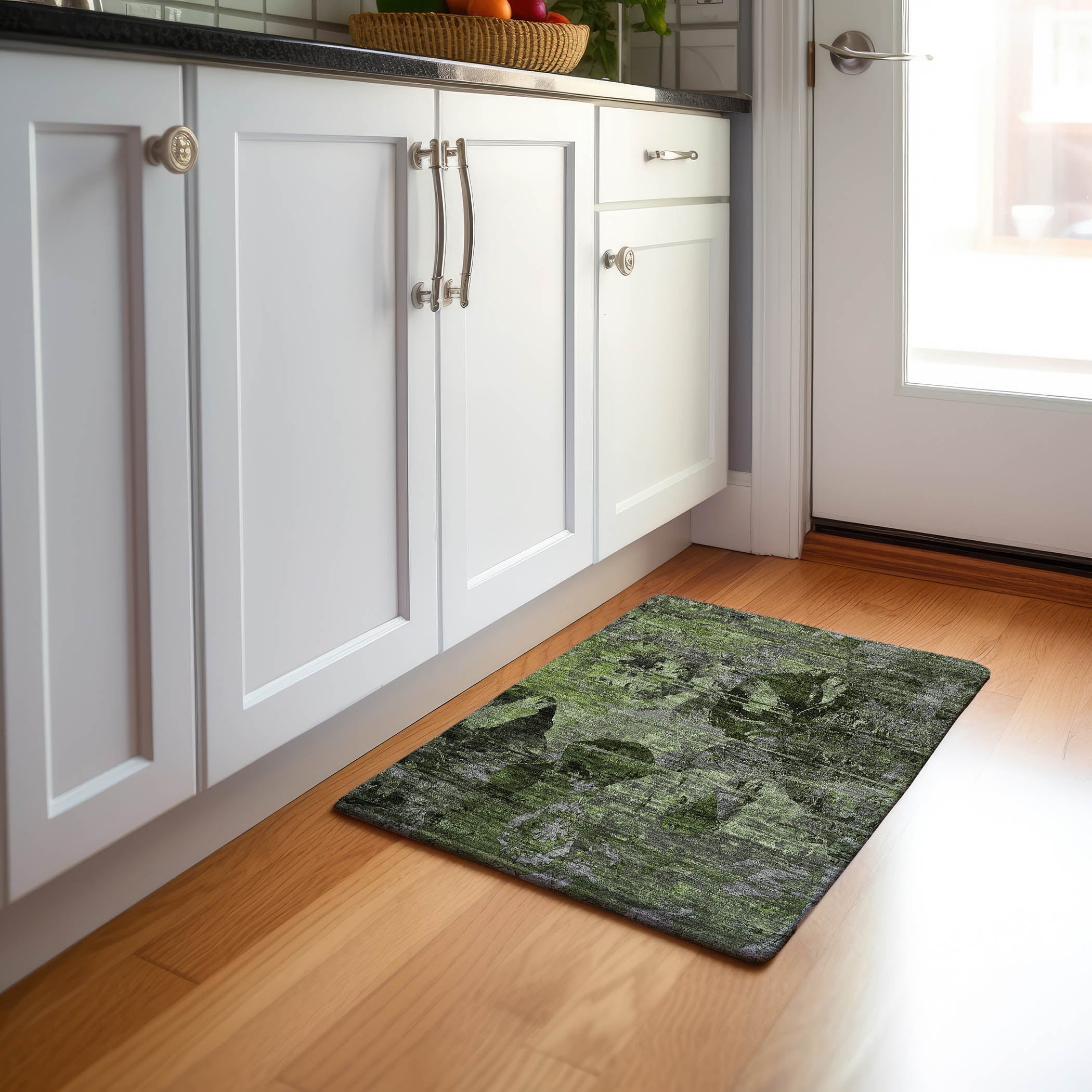 Dublin Machine Washable Transitional Green Rug 1'8" x 2'6" #shape_Rectangle