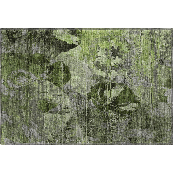 Dublin Machine Washable Transitional Green Rug 1'8" x 2'6"