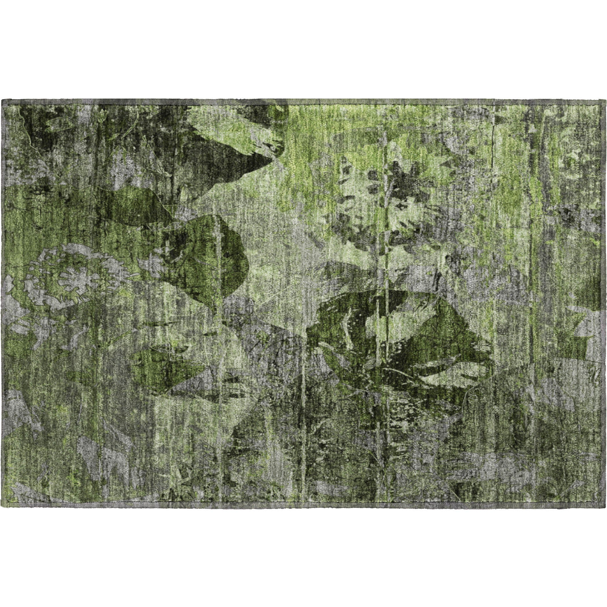 Dublin Machine Washable Transitional Green Rug 1'8" x 2'6" #shape_Rectangle