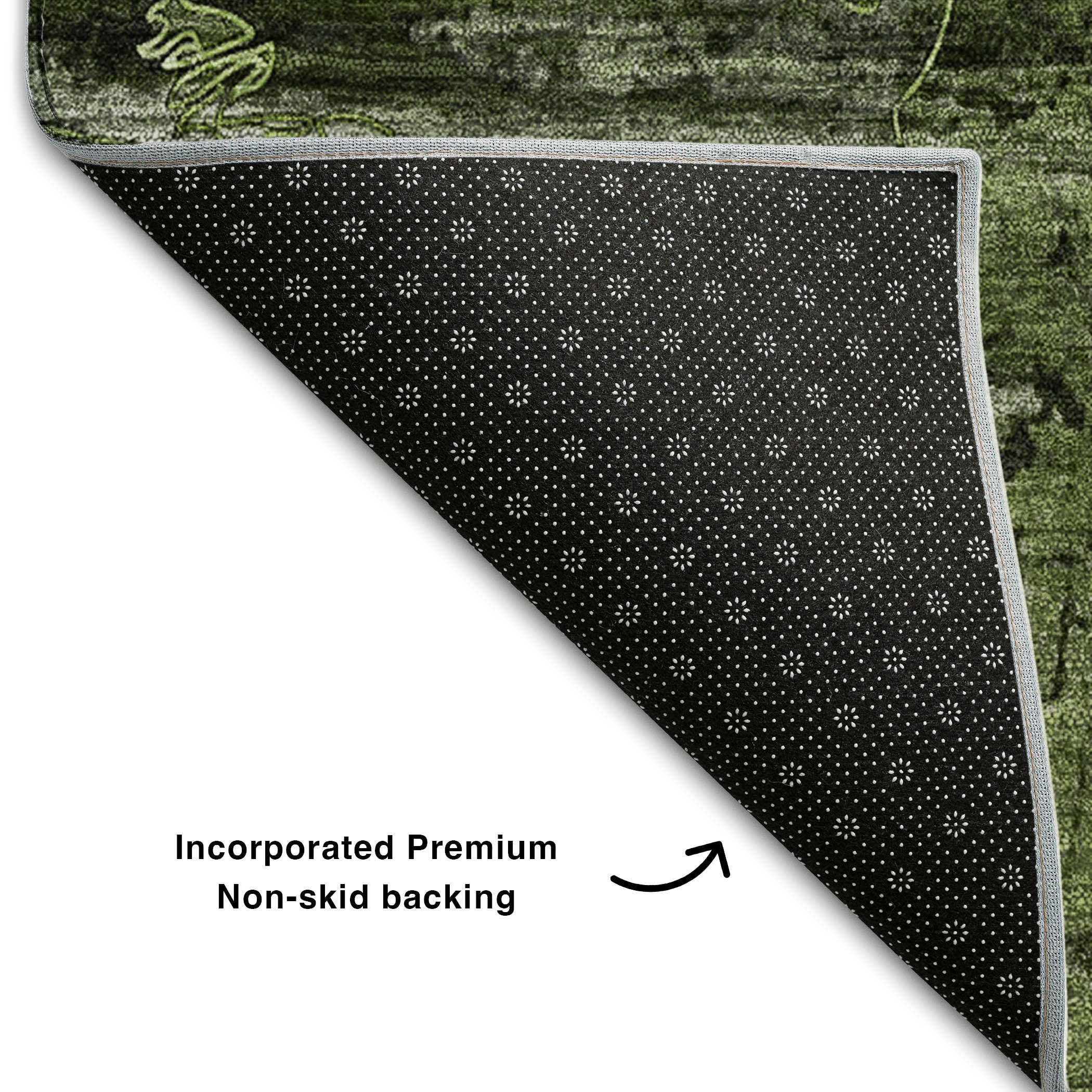Dublin Machine Washable Transitional Green Rug 1'8" x 2'6" #shape_Rectangle