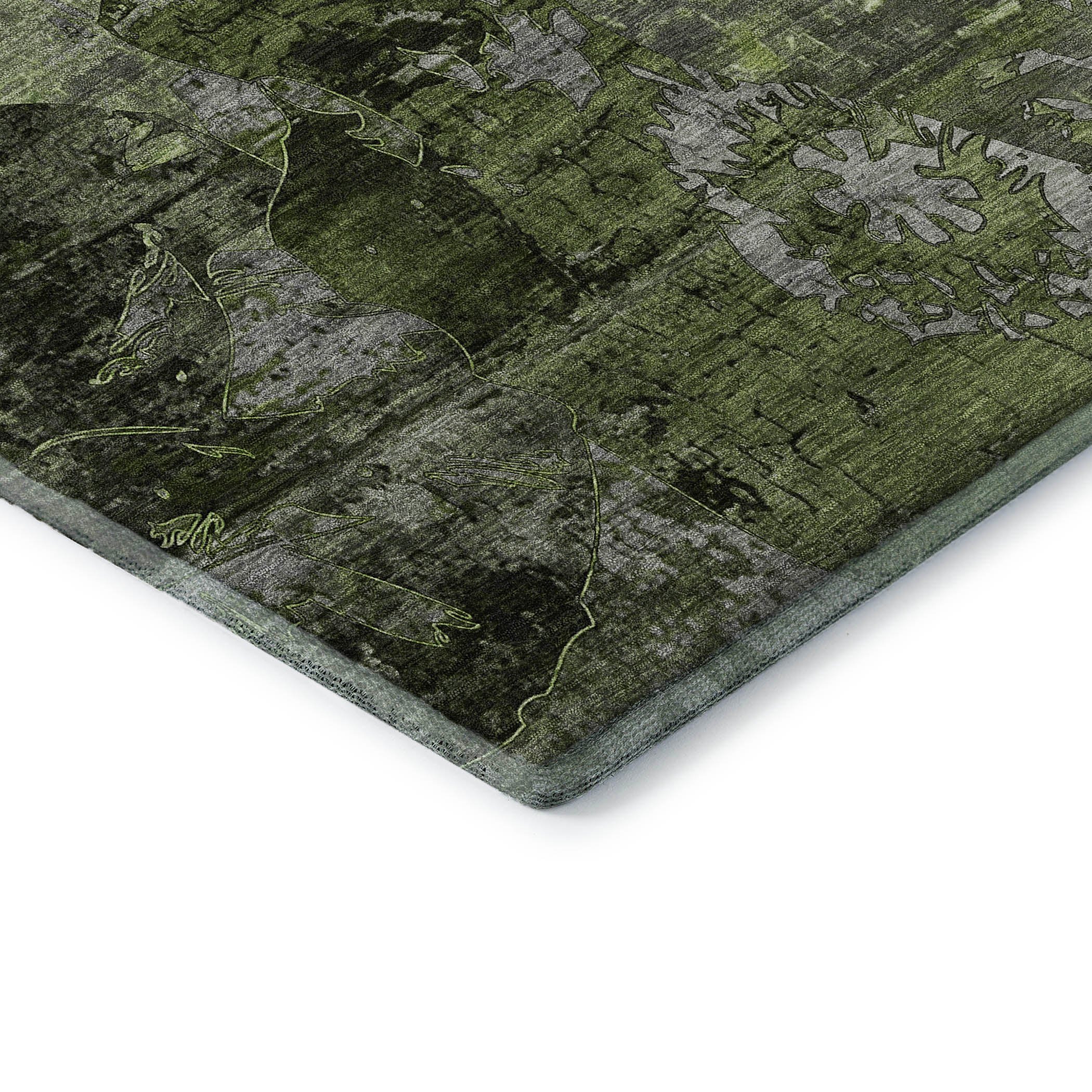 Dublin Machine Washable Transitional Green Rug 1'8" x 2'6" #shape_Rectangle