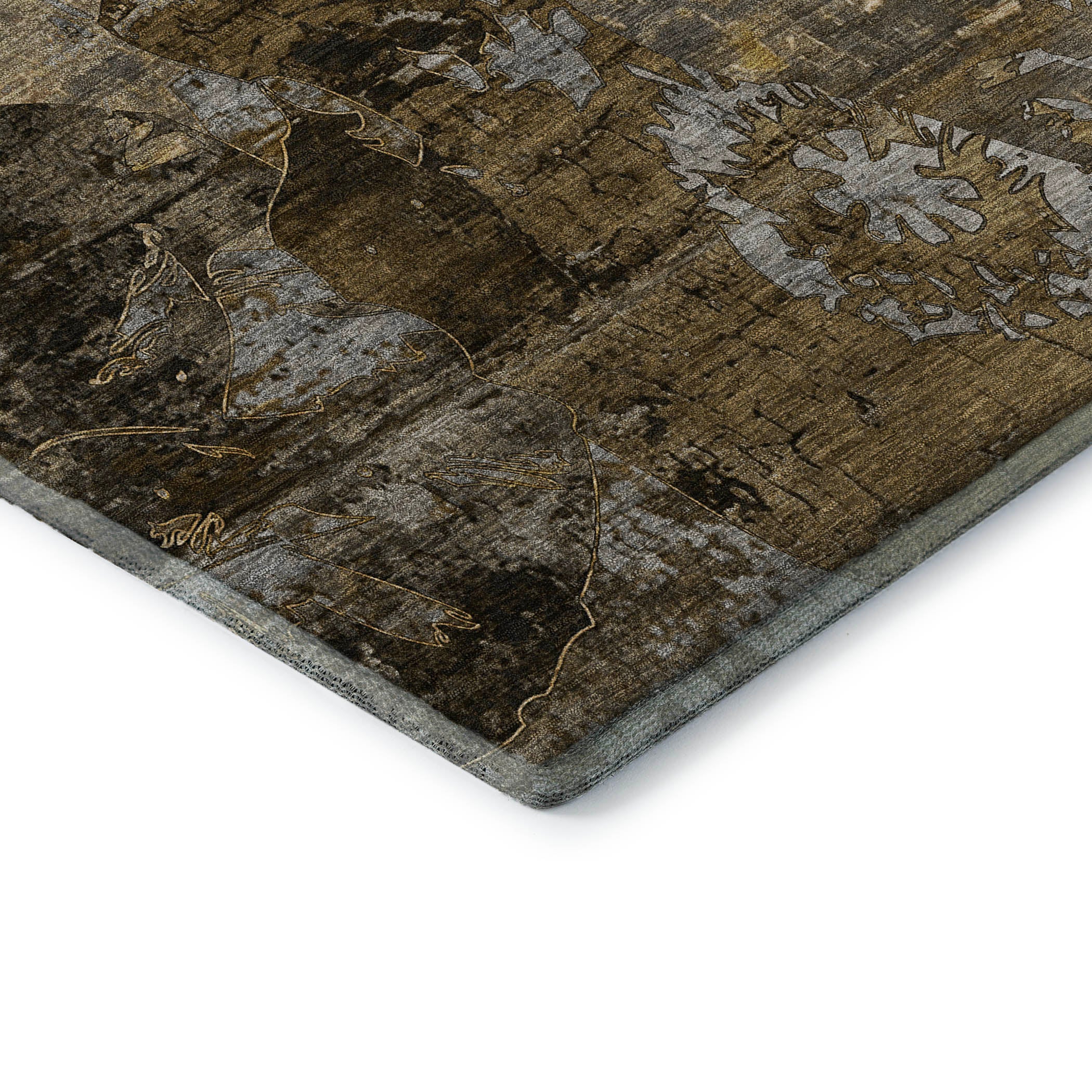 Dublin Machine Washable Transitional Mocha Brown Rug 1'8" x 2'6" #shape_Rectangle