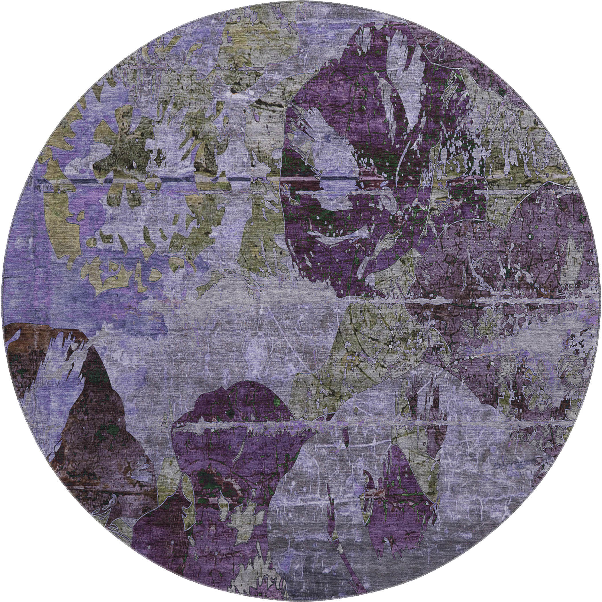 Dublin Machine Washable Transitional Purple Rug 8' x 8' #shape_Round