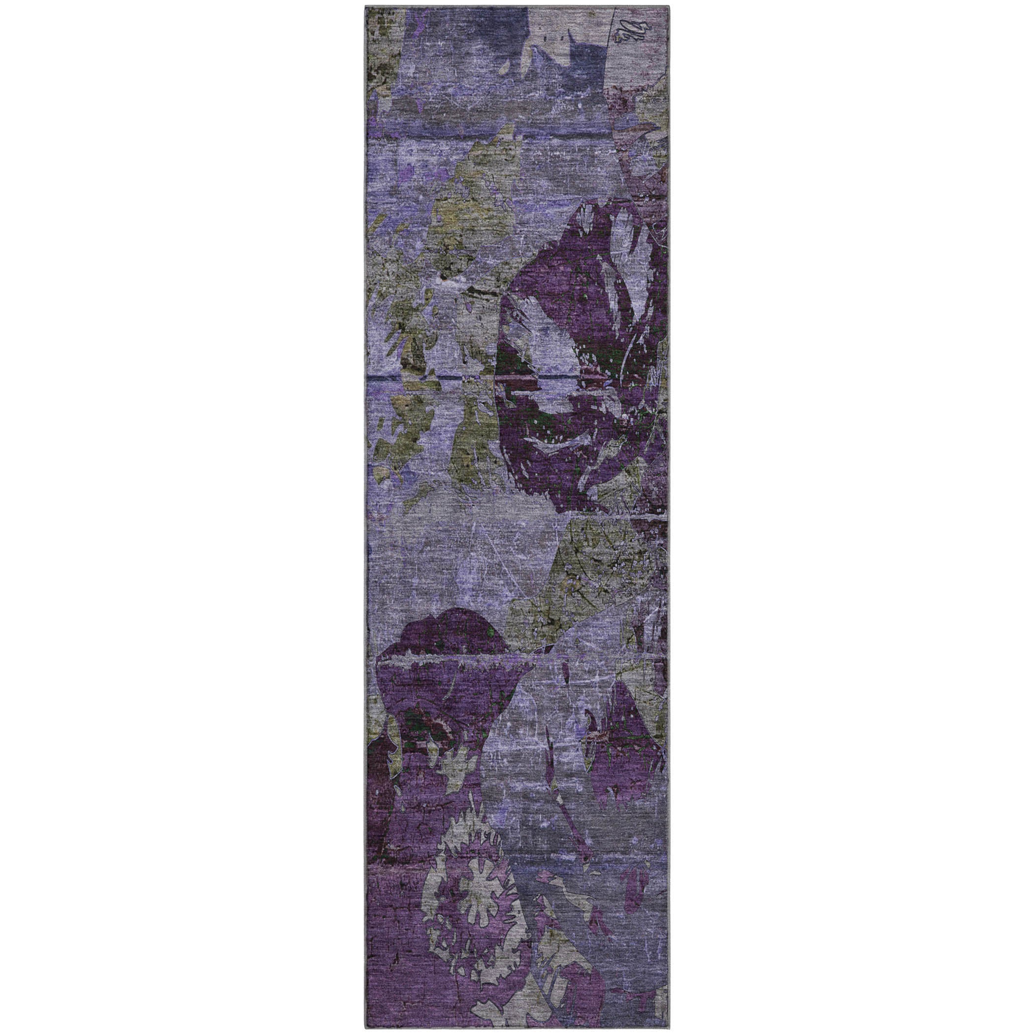 Dublin Machine Washable Transitional Purple Rug 2'3" x 7'6" #shape_Runner