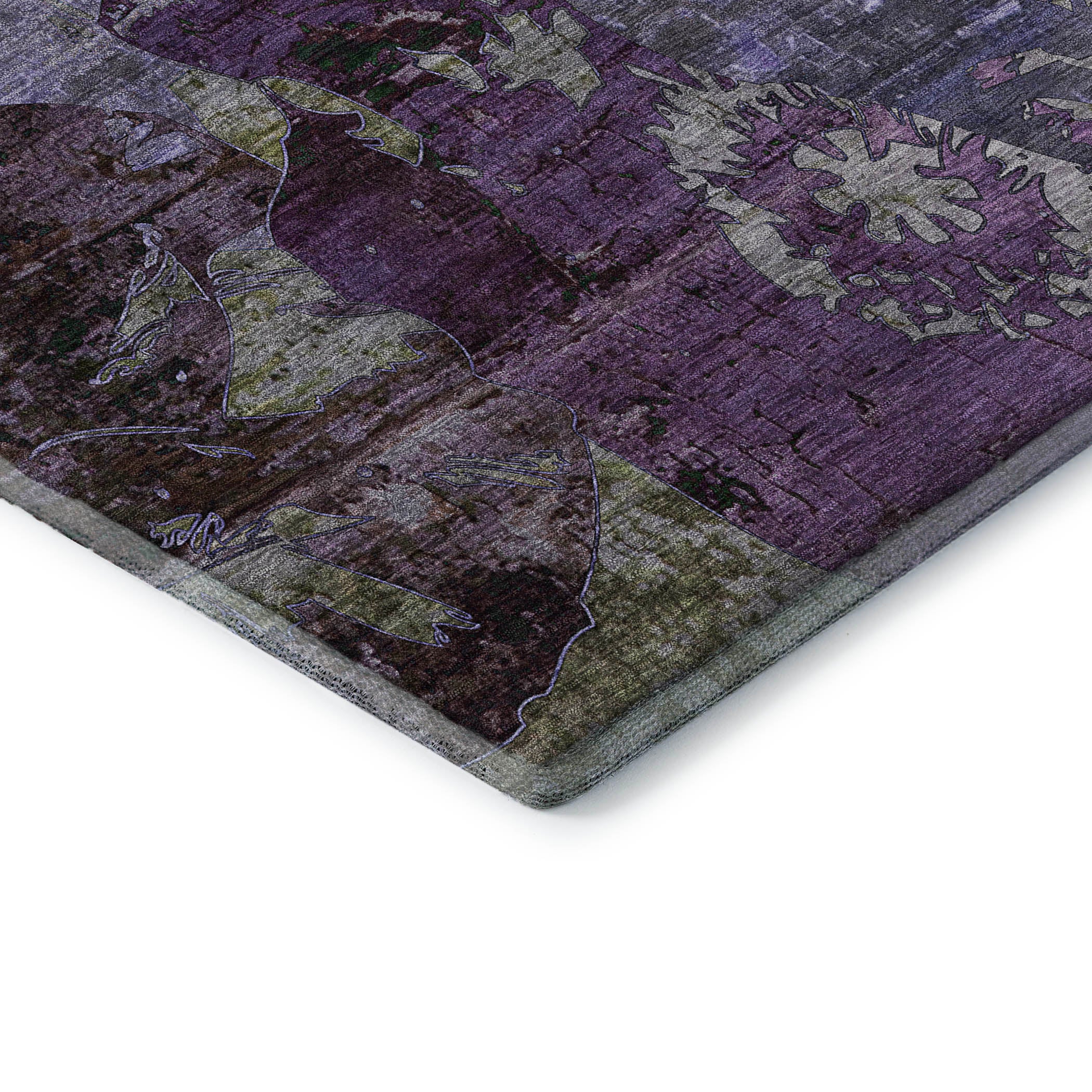 Dublin Machine Washable Transitional Purple Rug 1'8" x 2'6" #shape_Rectangle