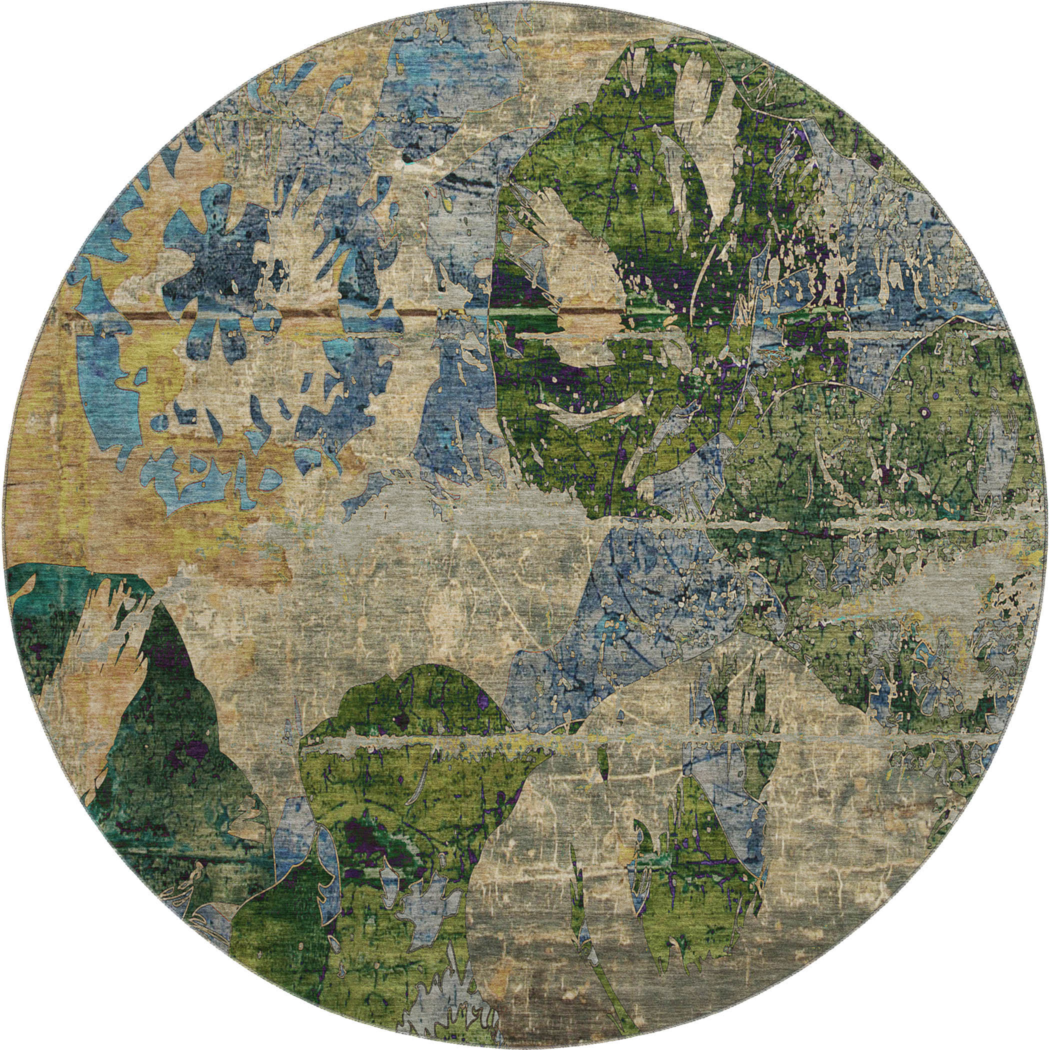 Dublin Machine Washable Transitional Taupe Brown Rug 8' x 8' #shape_Round