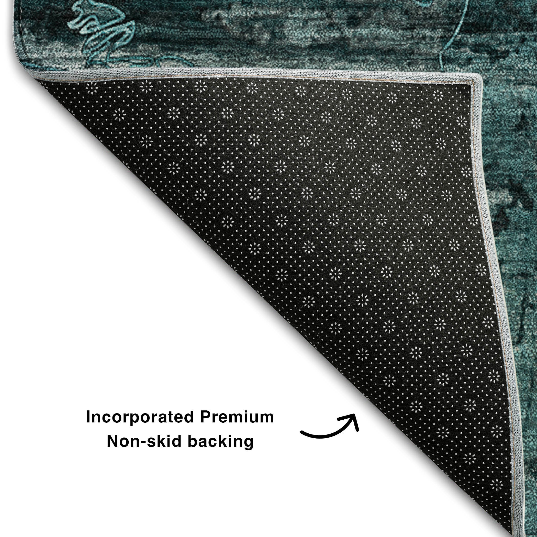 Dublin Machine Washable Transitional Teal Rug 1'8" x 2'6" #shape_Rectangle
