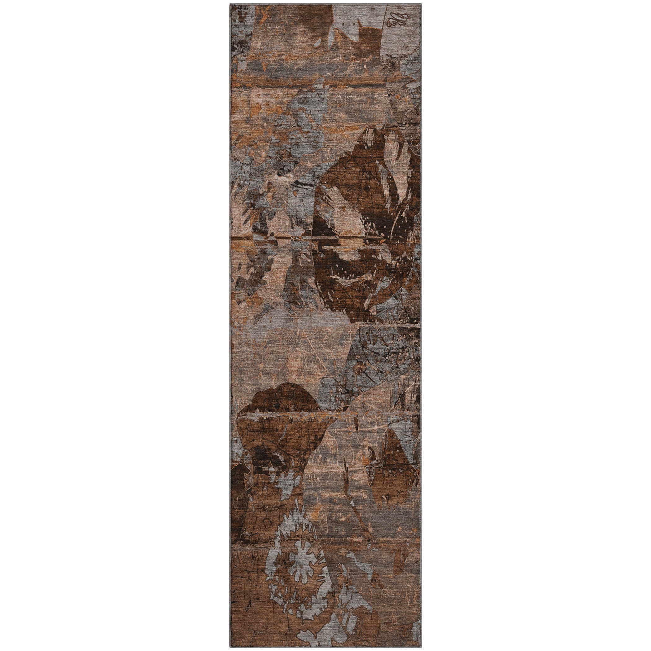 Dublin Machine Washable Transitional Terracotta Orange Rug 2'3" x 7'6" #shape_Runner