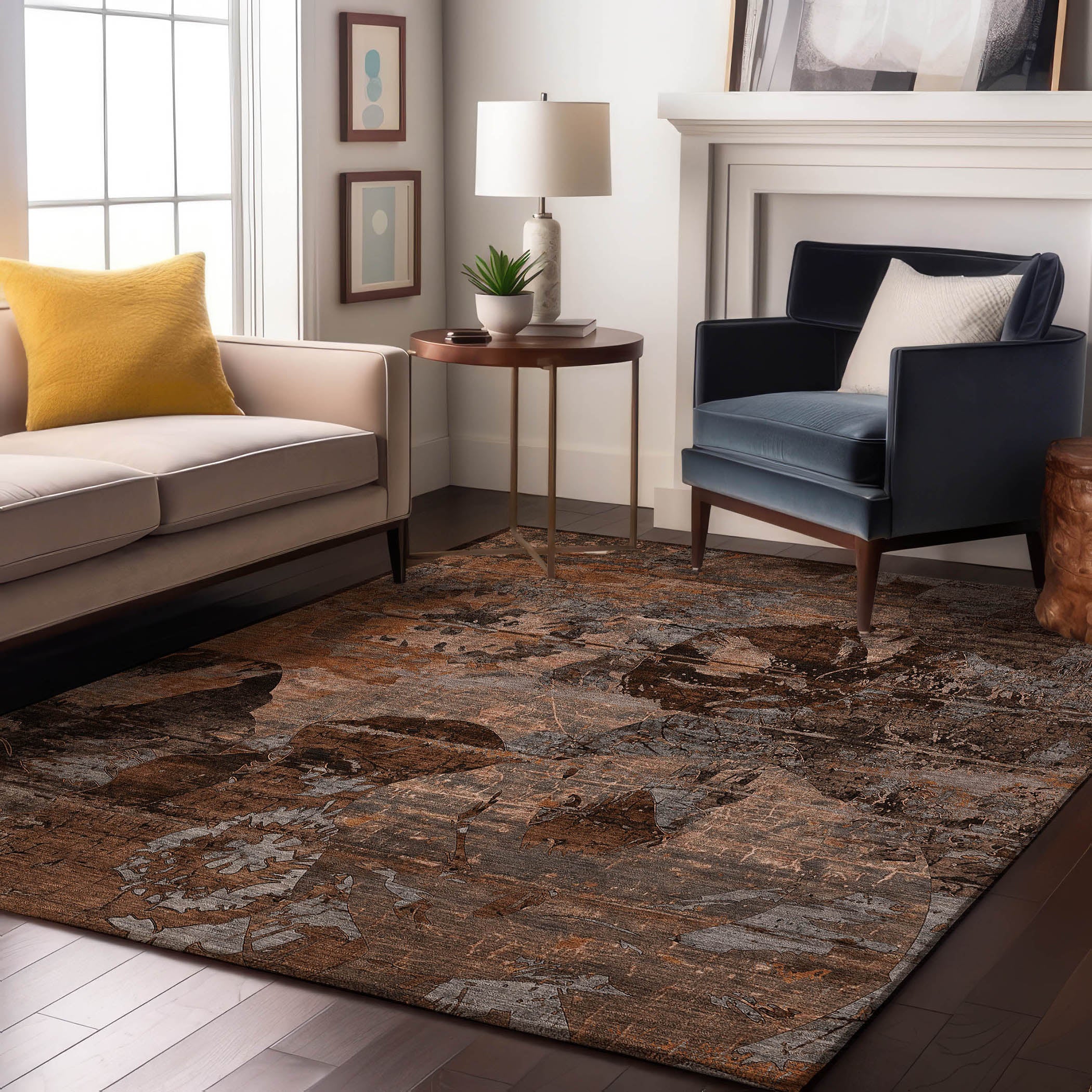 Dublin Machine Washable Transitional Terracotta Orange Rug 2'6" x 3'10" #shape_Rectangle