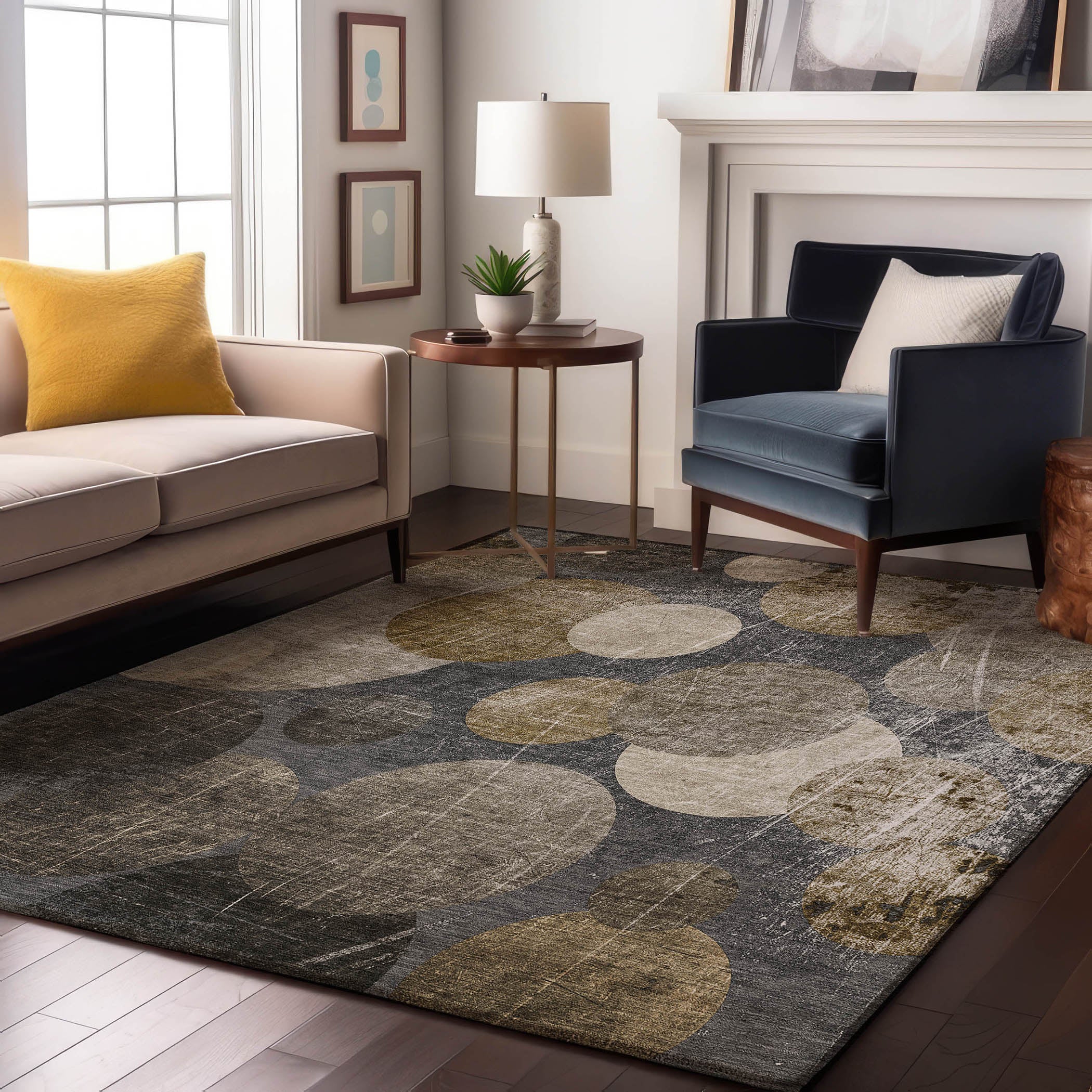 Hoi An Machine Washable Transitional Brown Rug 2'6" x 3'10" #shape_Rectangle