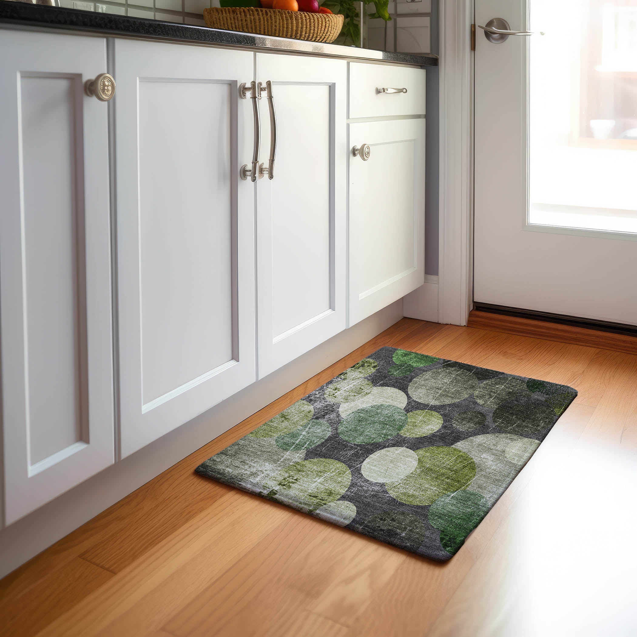 Hoi An Machine Washable Transitional Green Rug 1'8" x 2'6" #shape_Rectangle