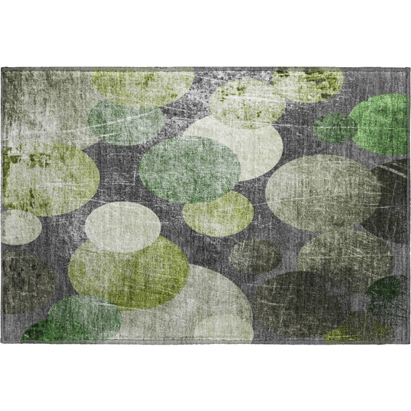 Hoi An Machine Washable Transitional Green Rug 1'8" x 2'6"