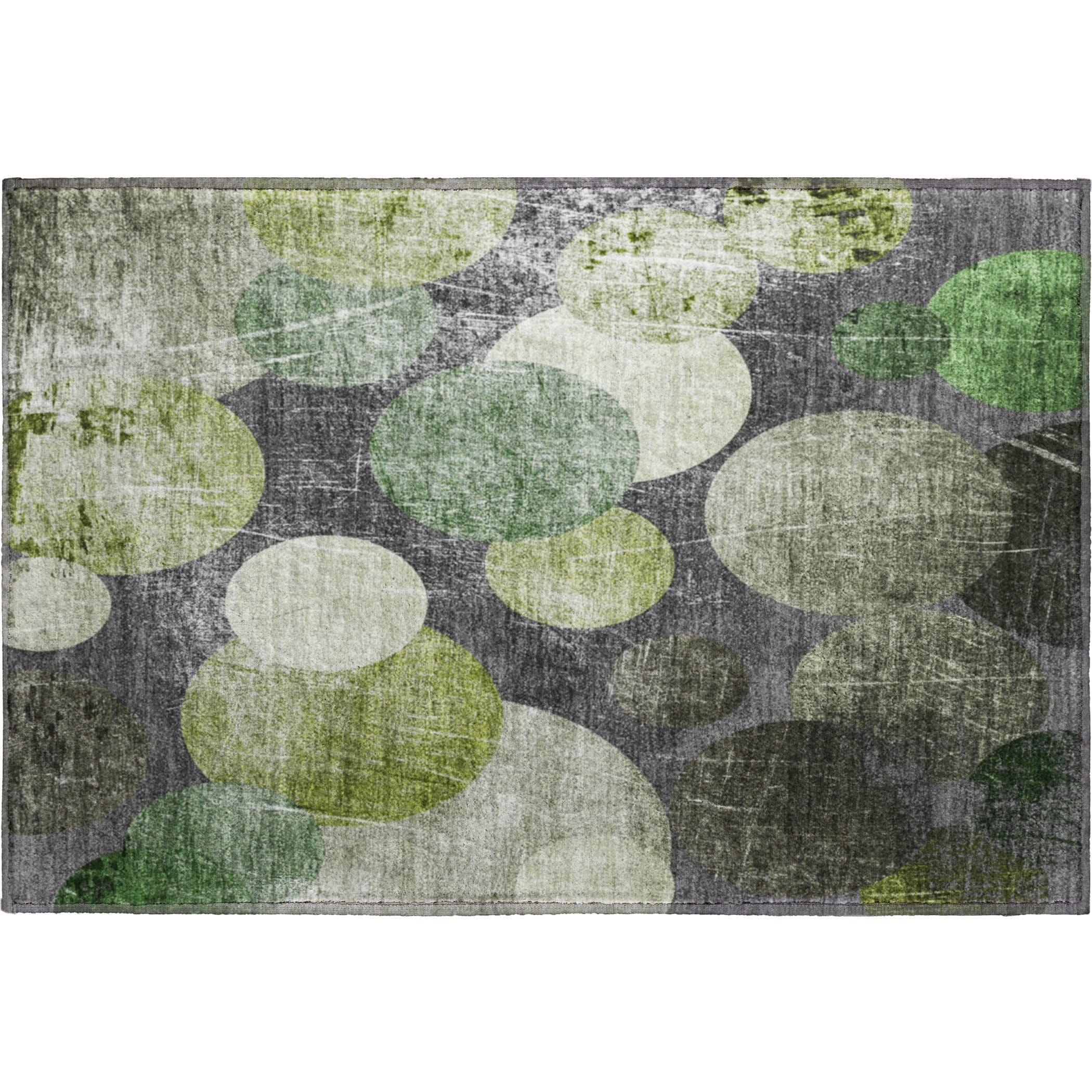 Hoi An Machine Washable Transitional Green Rug 1'8" x 2'6" #shape_Rectangle