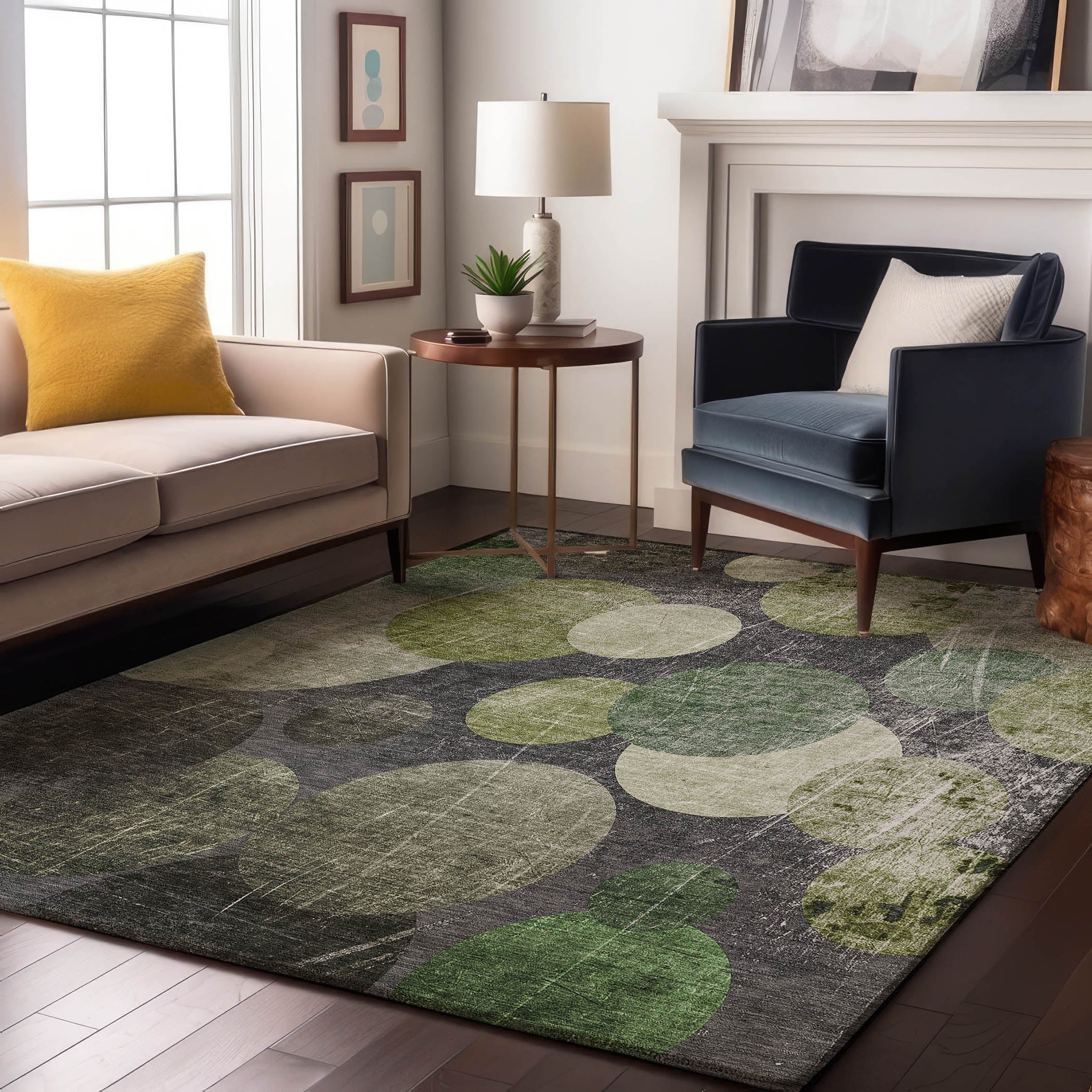 Hoi An Machine Washable Transitional Green Rug 2'6" x 3'10" #shape_Rectangle