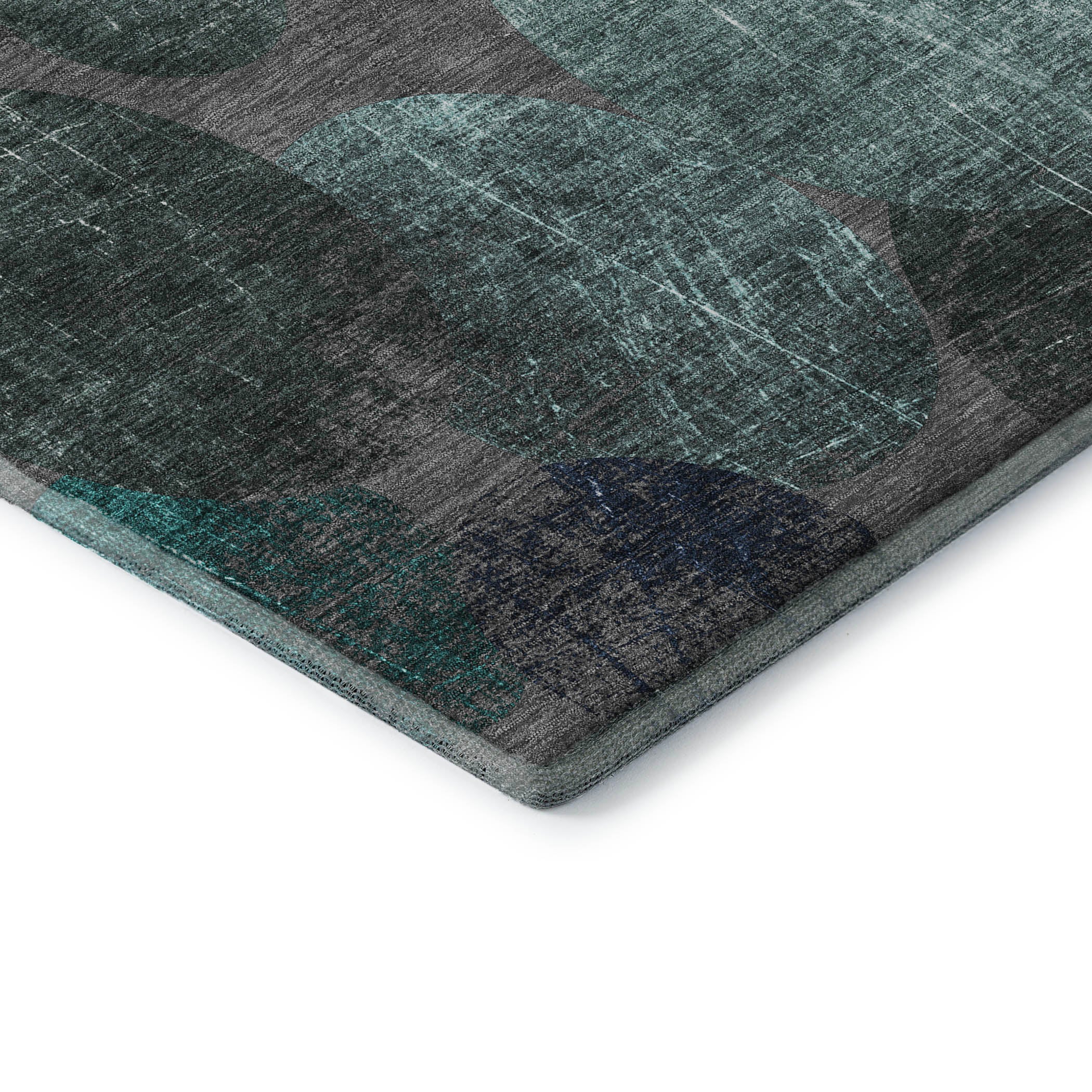 Hoi An Machine Washable Transitional Teal Rug 1'8" x 2'6" #shape_Rectangle
