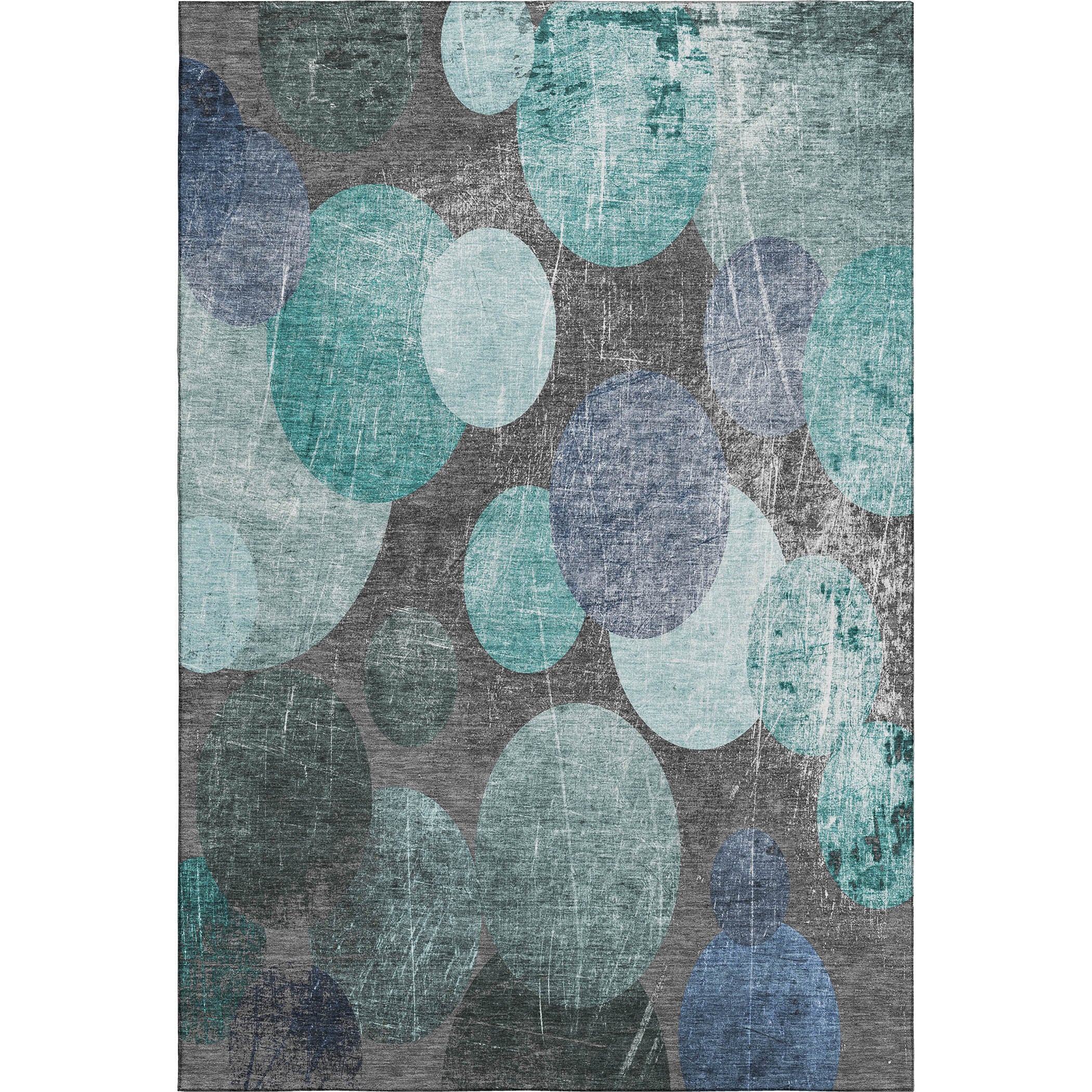 Hoi An Machine Washable Transitional Teal Rug 2'6" x 3'10" #shape_Rectangle