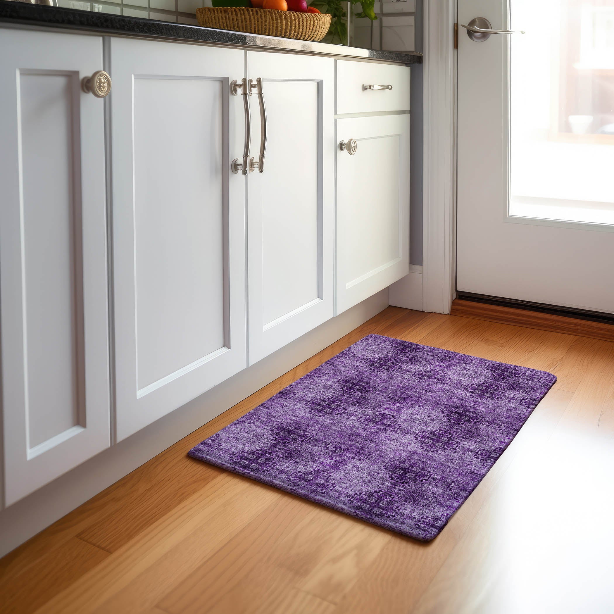 Mostar Machine Washable Transitional Eggplant Purple Rug 1'8" x 2'6" #shape_Rectangle