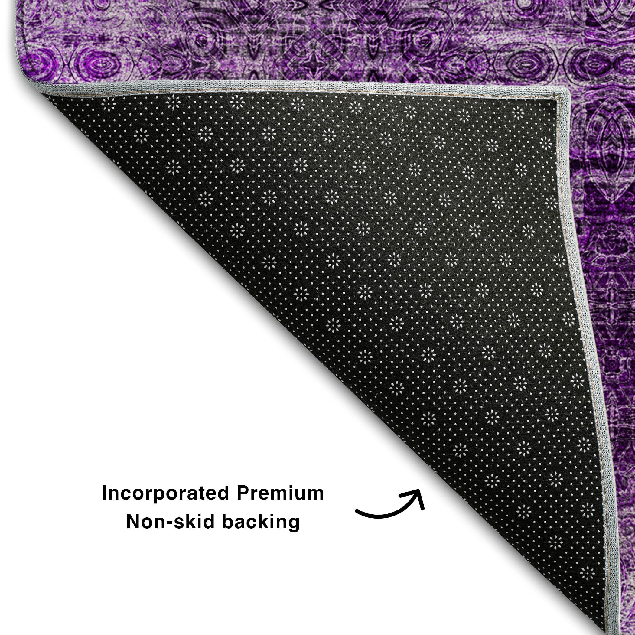 Mostar Machine Washable Transitional Eggplant Purple Rug 1'8" x 2'6" #shape_Rectangle