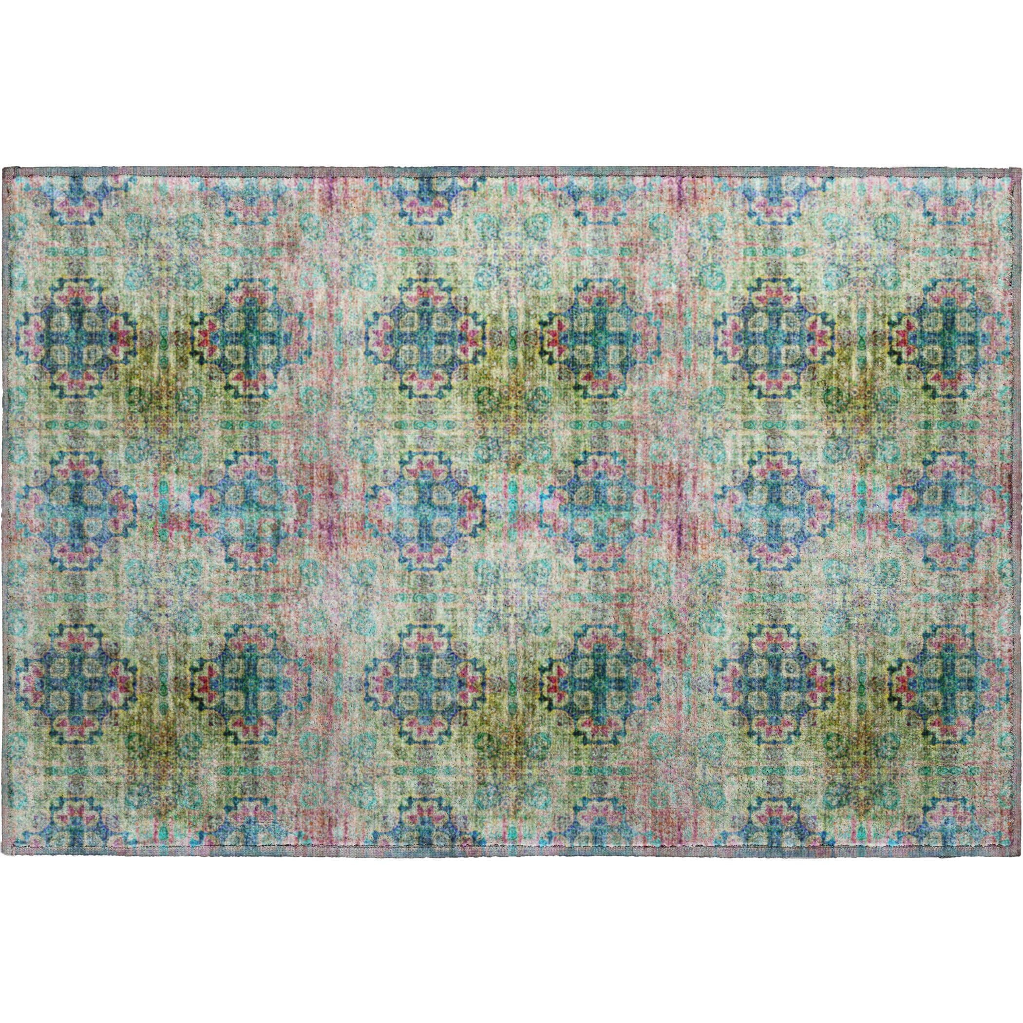 Mostar Machine Washable Transitional Green Rug 1'8" x 2'6" #shape_Rectangle