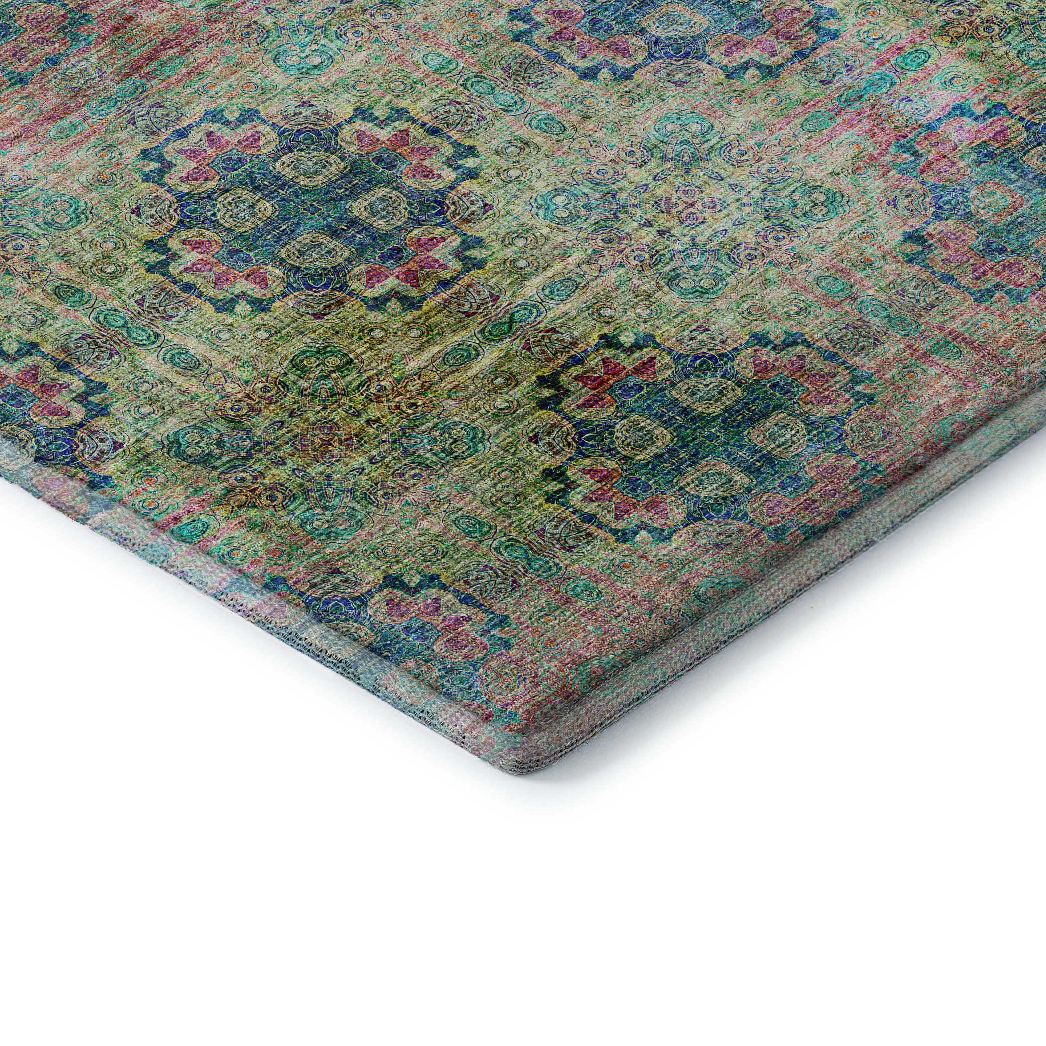 Mostar Machine Washable Transitional Green Rug 1'8" x 2'6" #shape_Rectangle