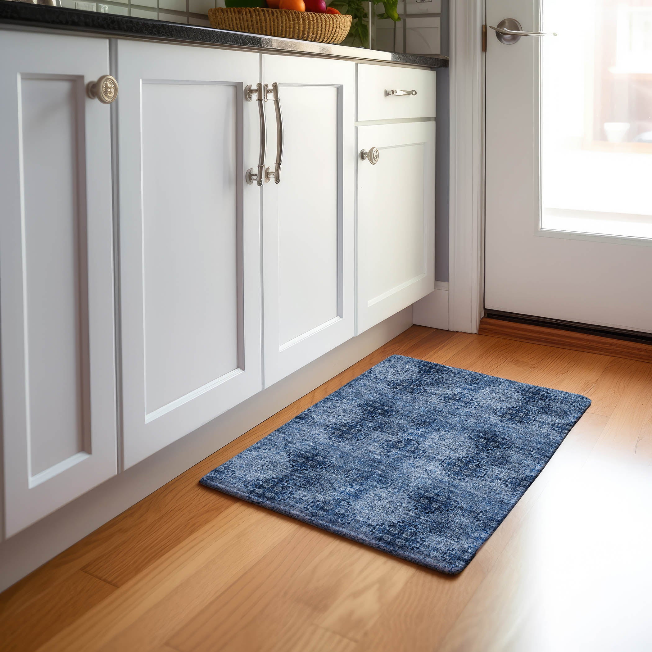 Mostar Machine Washable Transitional Navy Blue Rug 1'8" x 2'6" #shape_Rectangle