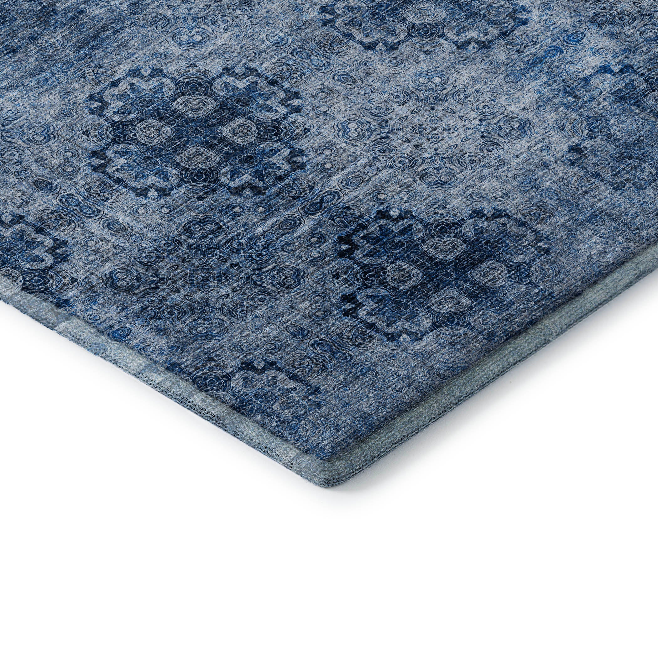 Mostar Machine Washable Transitional Navy Blue Rug 1'8" x 2'6" #shape_Rectangle