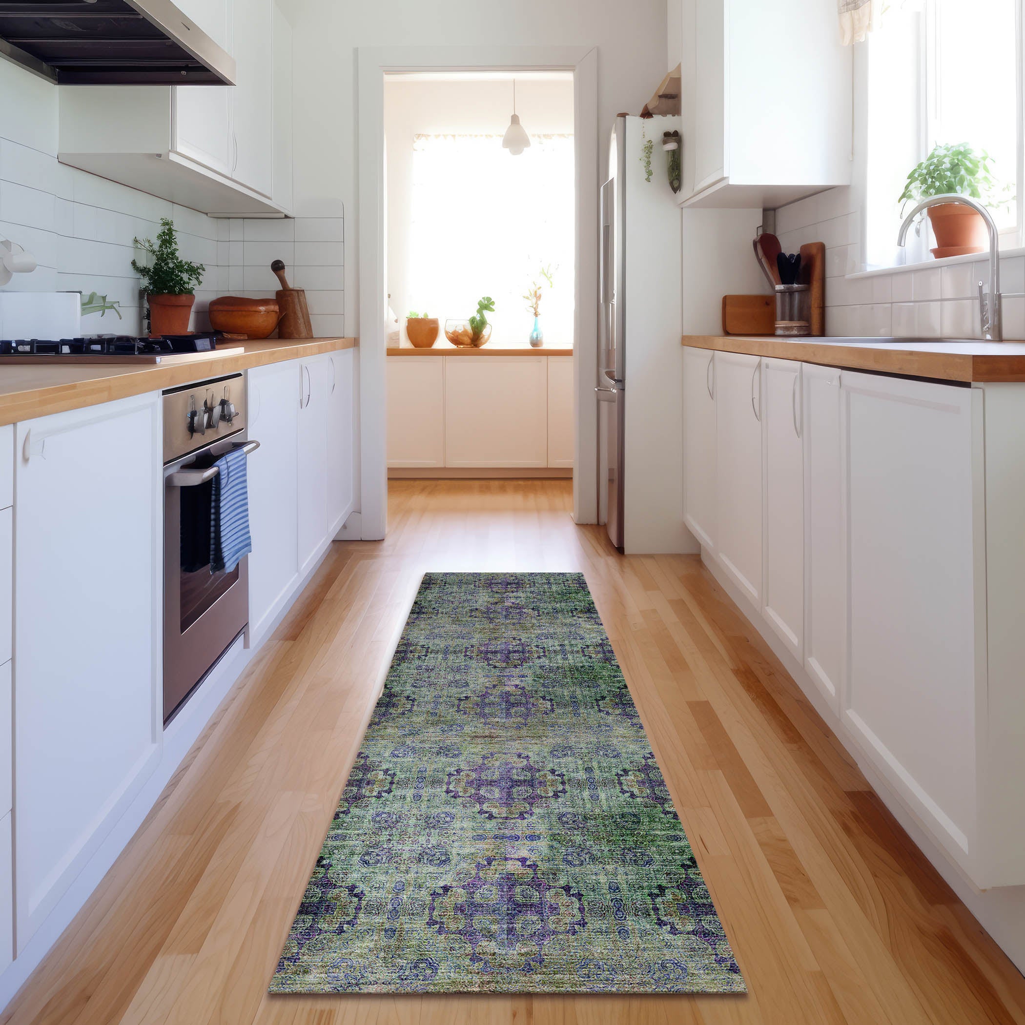 Mostar Machine Washable Transitional Purple Rug 2'3" x 7'6" #shape_Runner