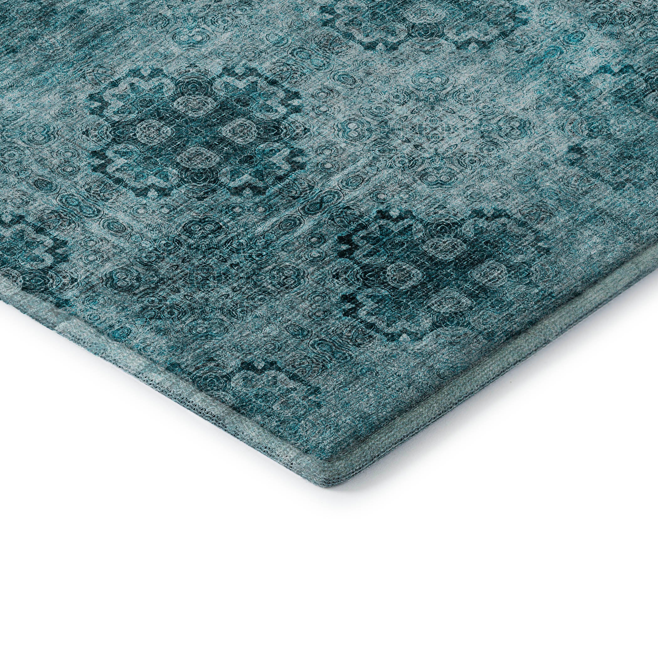 Mostar Machine Washable Transitional Teal Rug 1'8" x 2'6" #shape_Rectangle