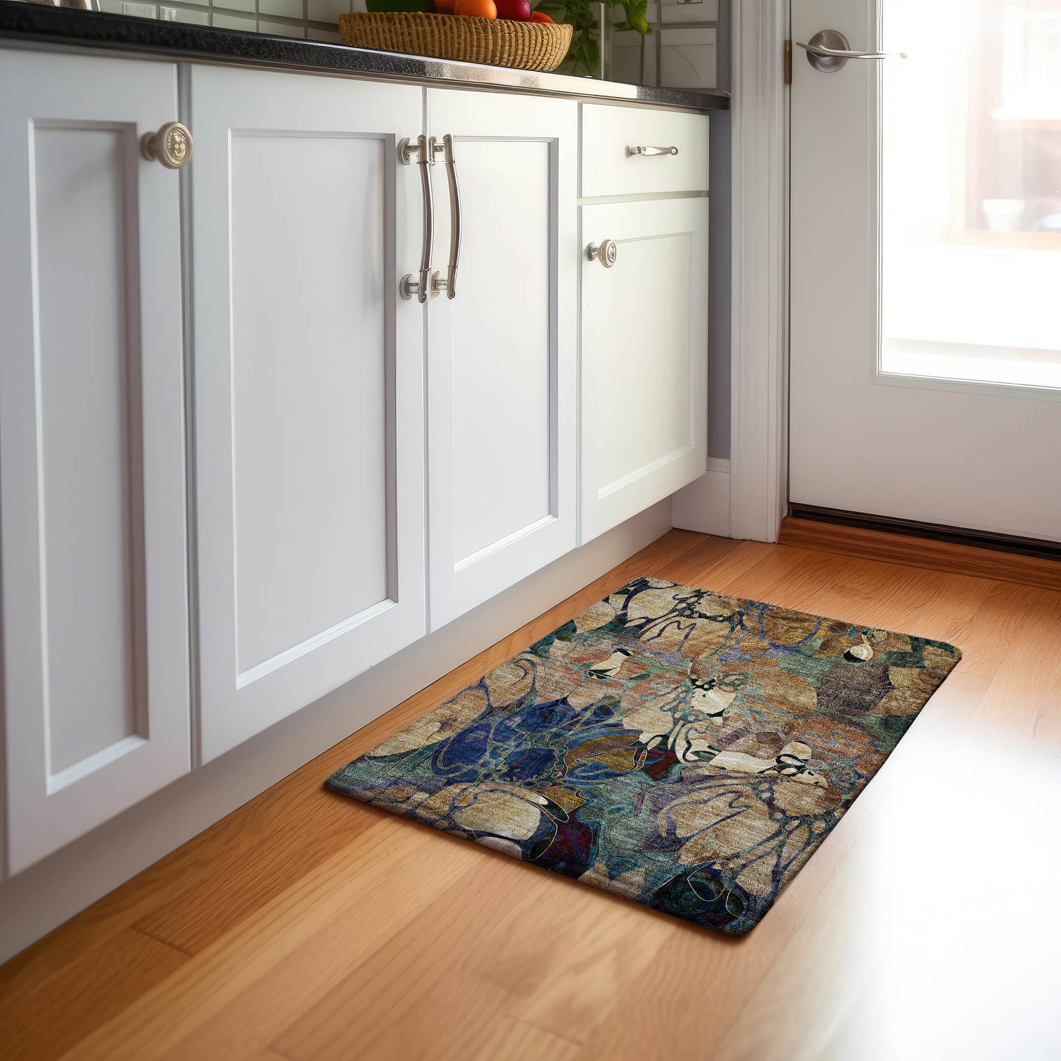 Queenstown Machine Washable Transitional Beige Brown Rug 1'8" x 2'6" #shape_Rectangle