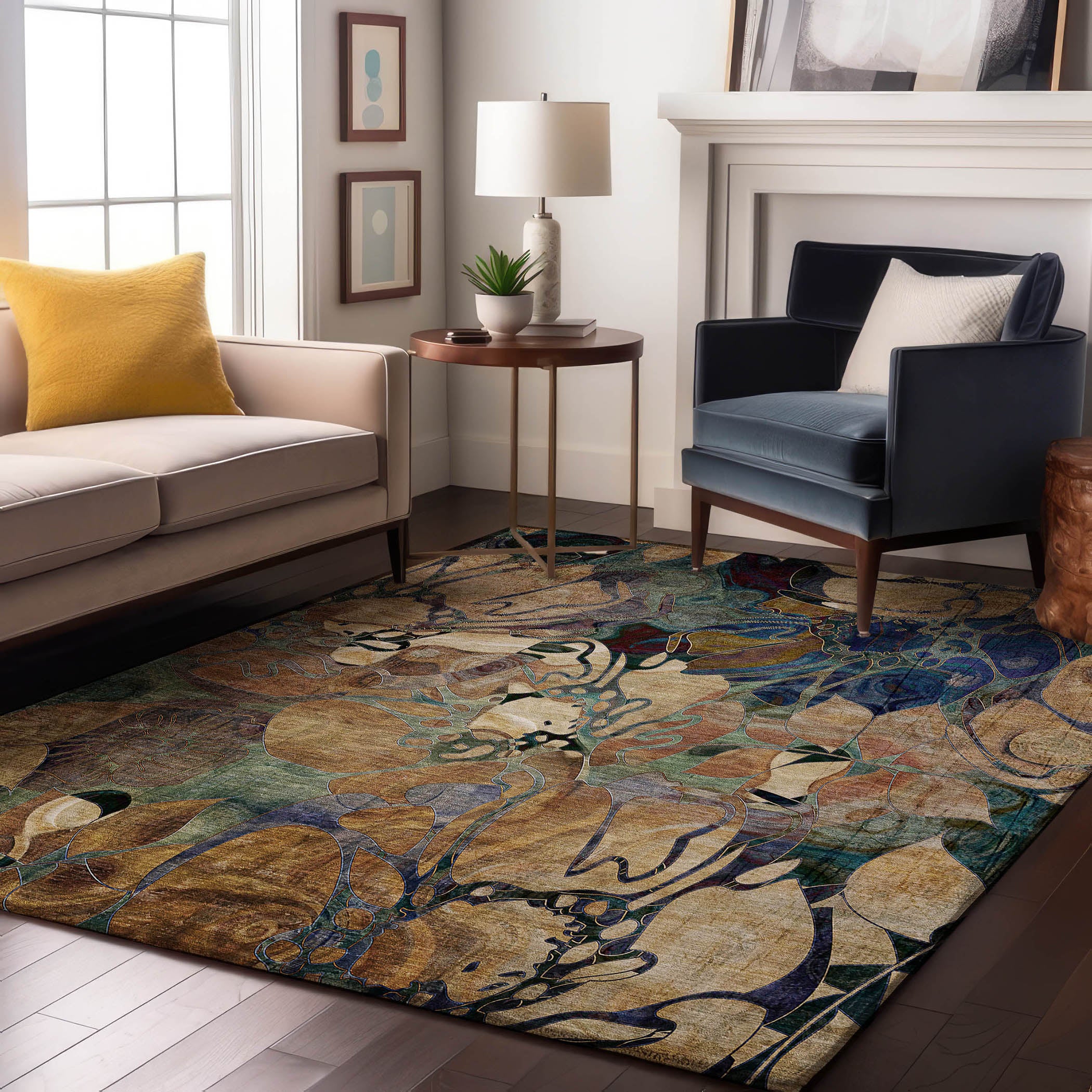 Queenstown Machine Washable Transitional Beige Brown Rug 2'6" x 3'10" #shape_Rectangle