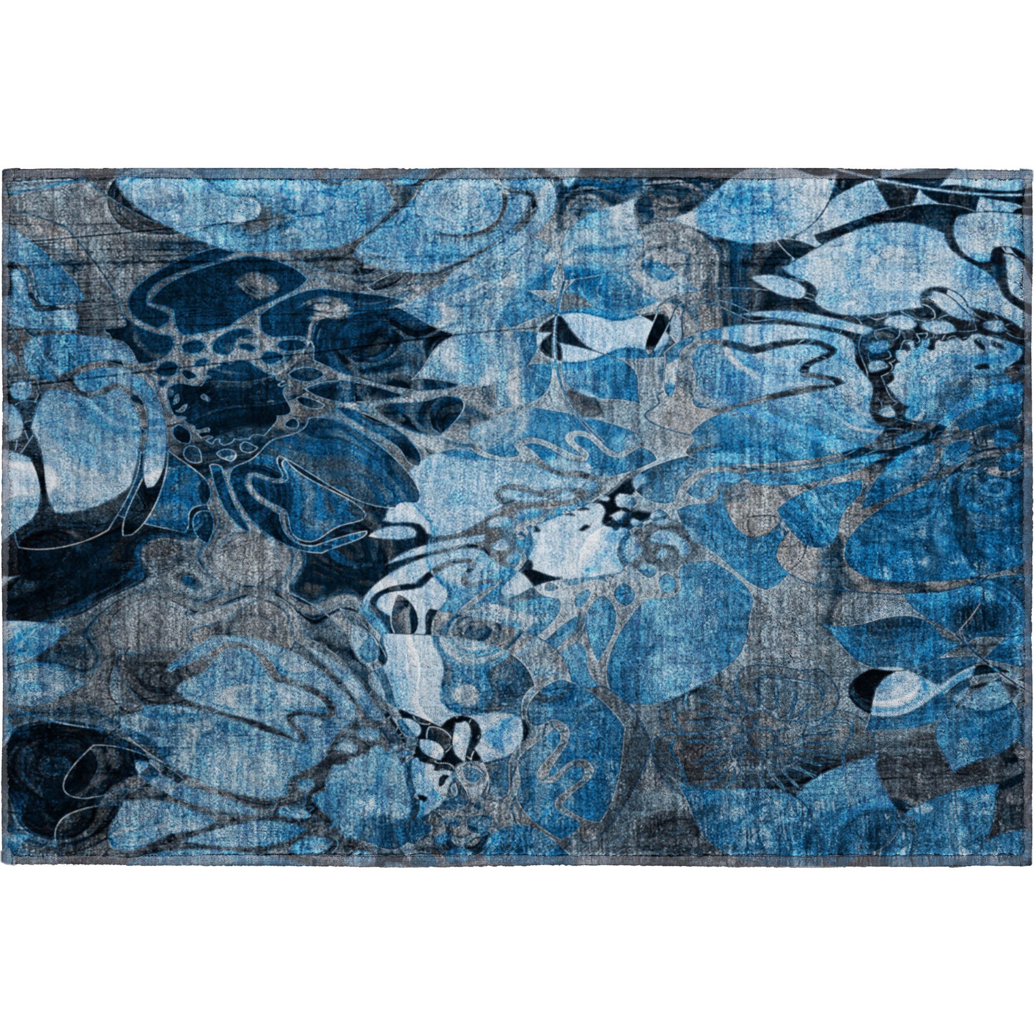 Queenstown Machine Washable Transitional Blue Rug 1'8" x 2'6" #shape_Rectangle