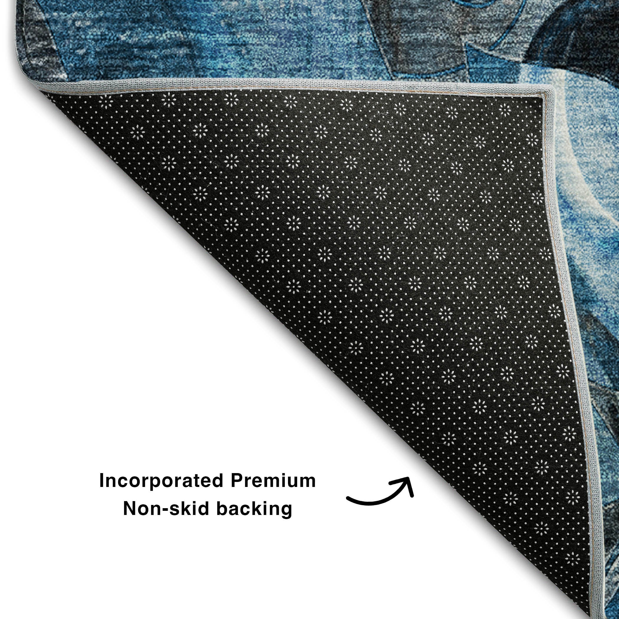 Queenstown Machine Washable Transitional Blue Rug 1'8" x 2'6" #shape_Rectangle